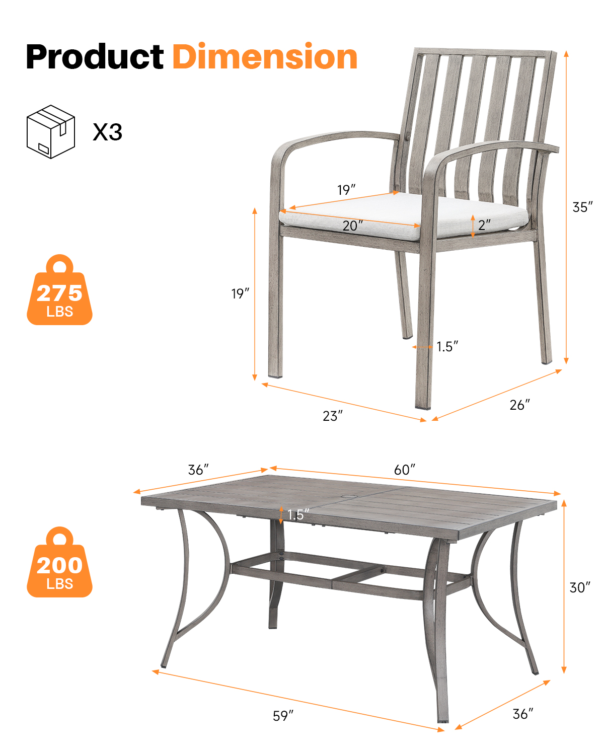 7 Piece All-Weather Patio Outdoor Dining Set - DS110