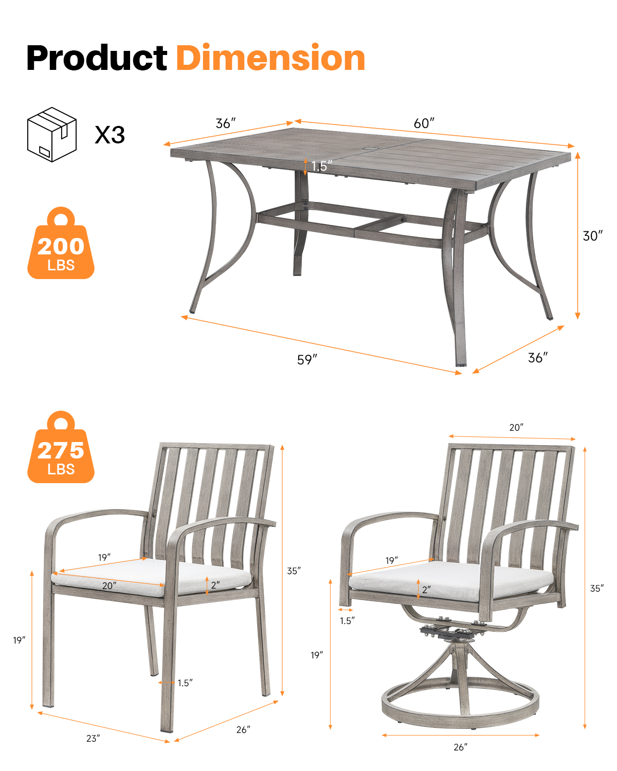 7 Piece All-Weather Patio Outdoor Dining Set - DS110