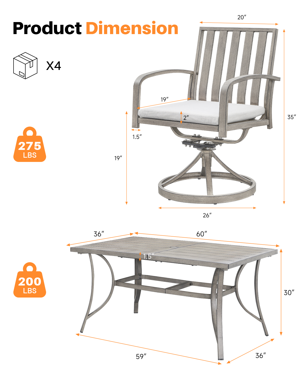 7 Piece All-Weather Patio Outdoor Dining Set - DS110