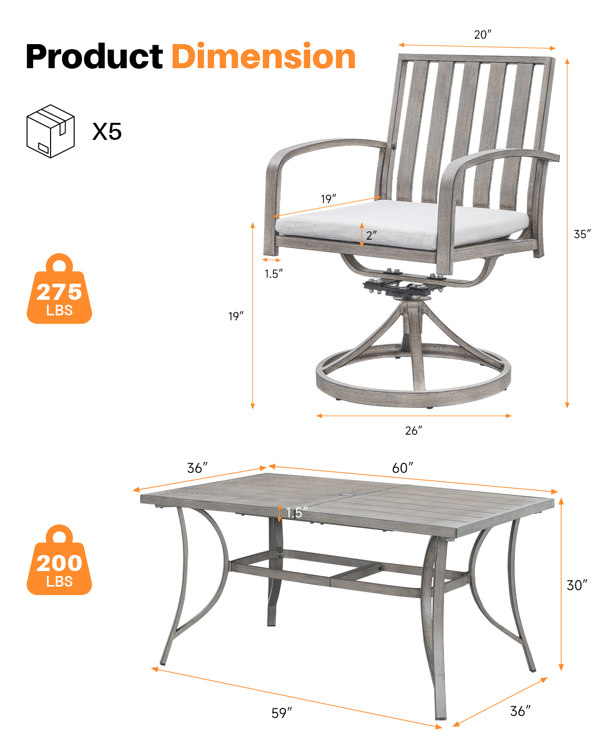 9 Piece All-Weather Patio Outdoor Dining Set - DS111
