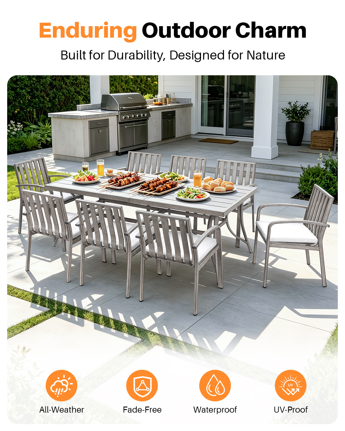 9 Piece All-Weather Patio Outdoor Dining Set - DS111