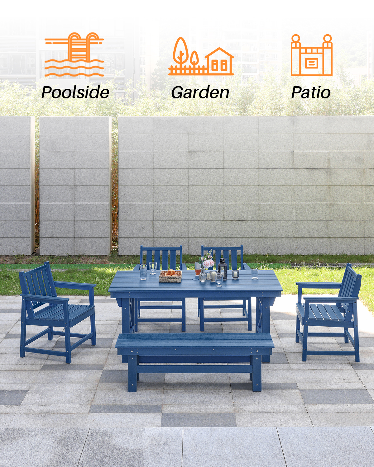 HDPE Outdoor Bench, 55"