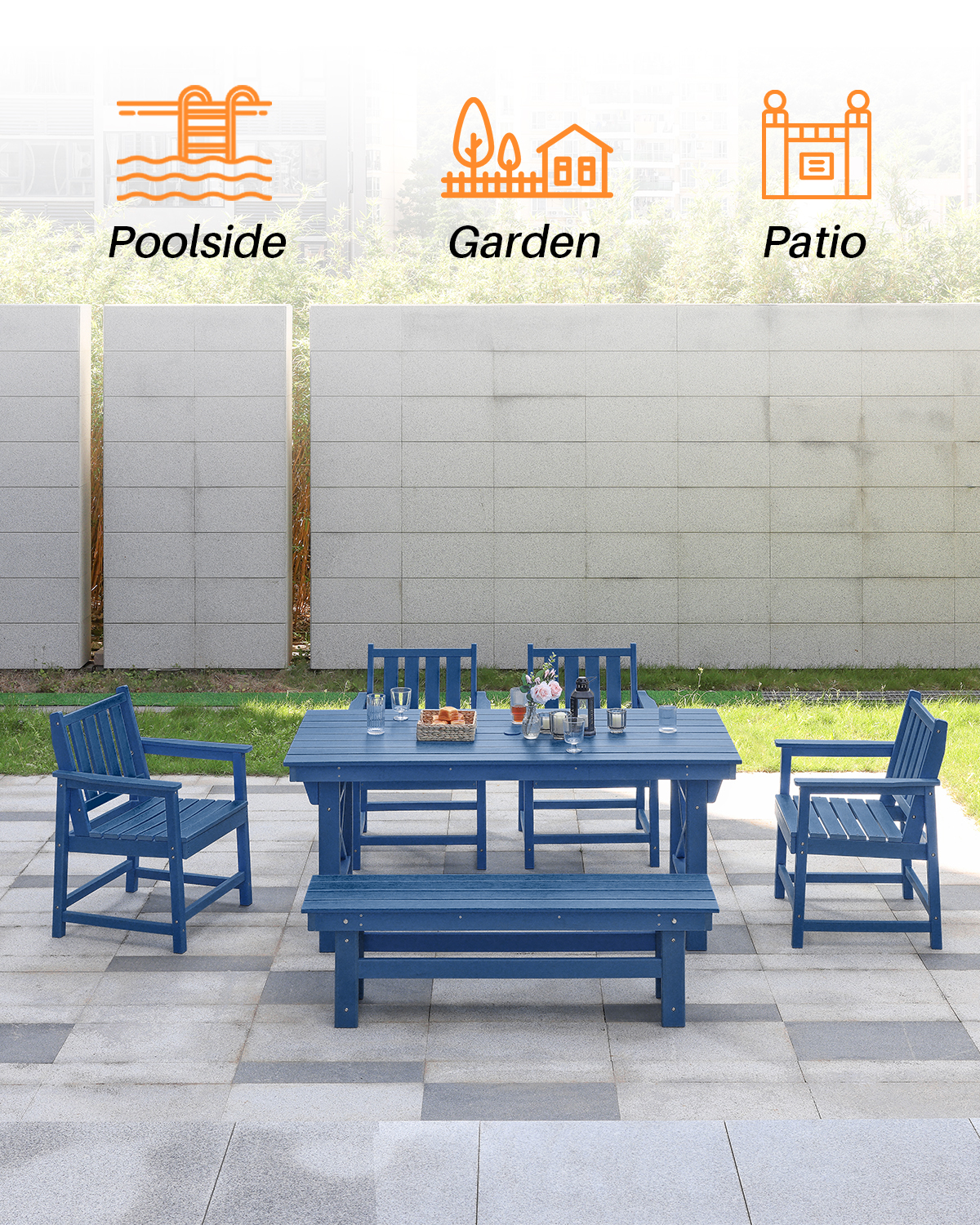 HDPE Outdoor Bench, 55"