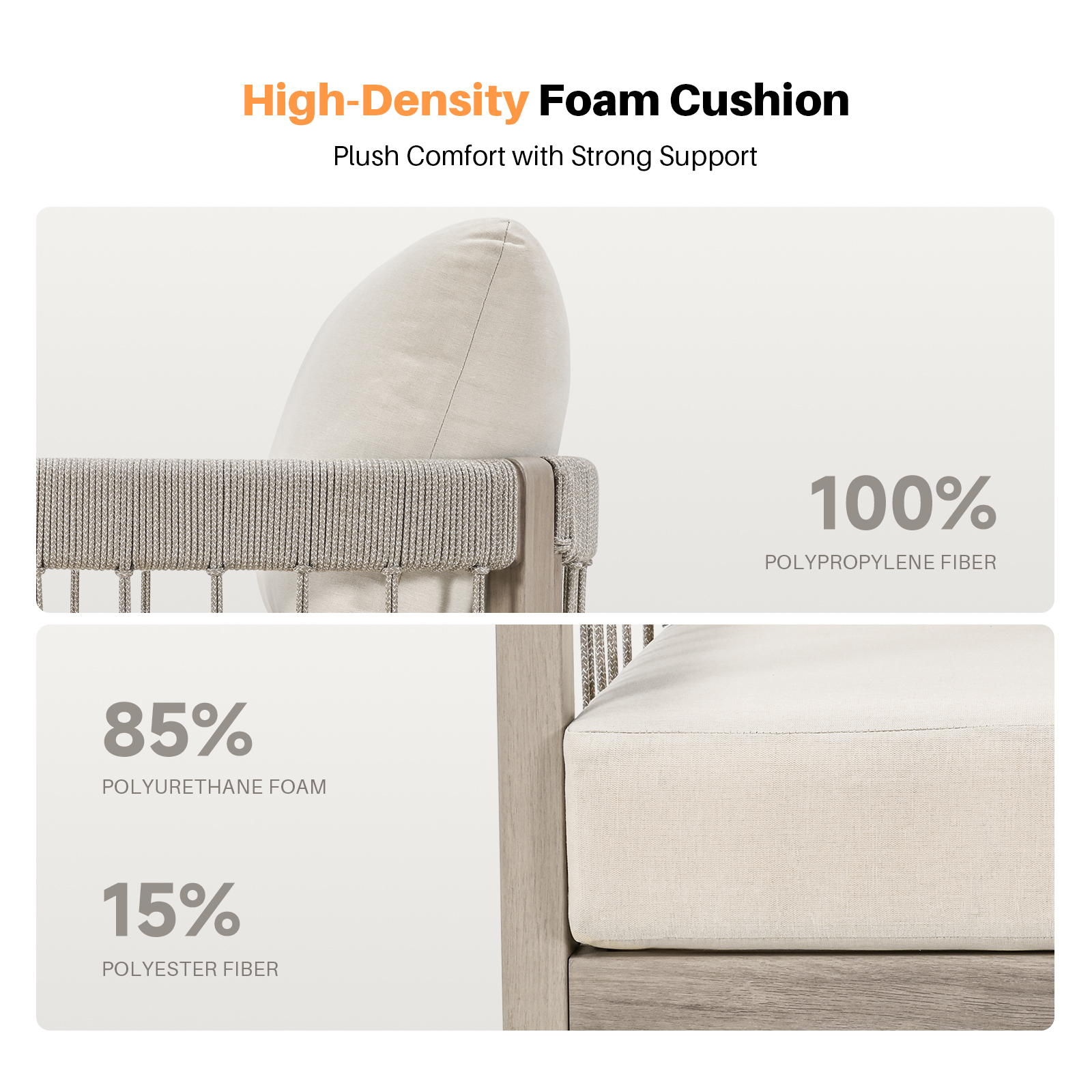 2-Piece Patio Outdoor Sofa with Faux Wood Grain Frame - C037