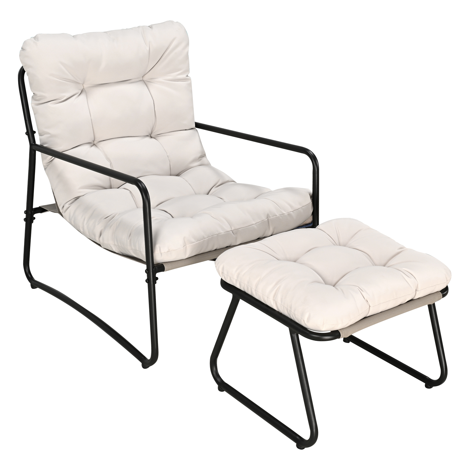 2-Piece Metal Comfy Modern Patio Rocking Chair Set with Ottoman- C033-1