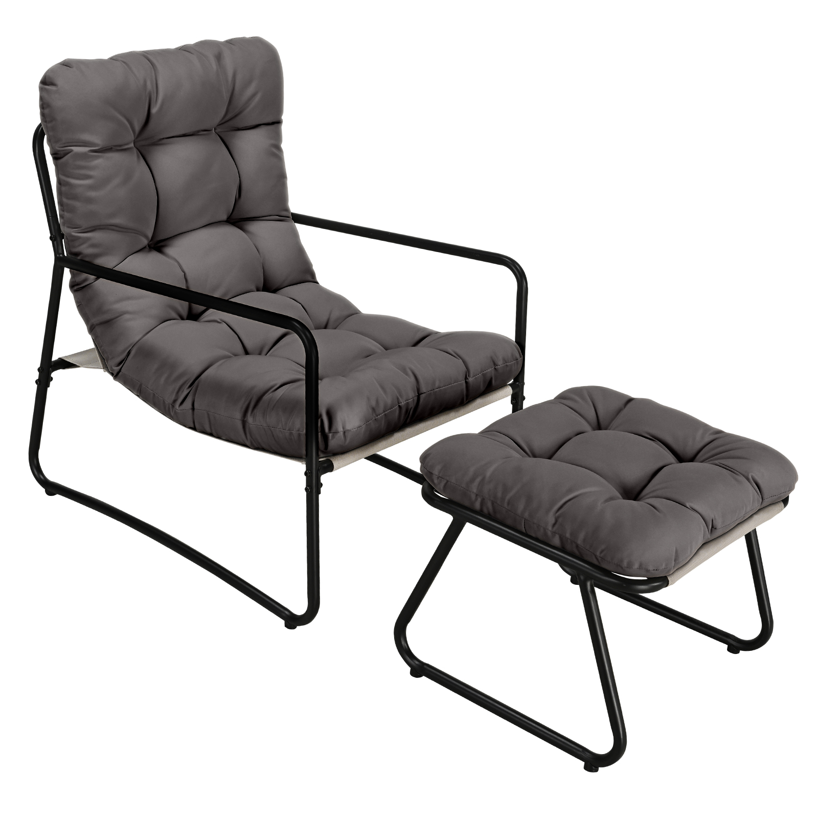 2-Piece Metal Comfy Modern Patio Rocking Chair Set with Ottoman- C033-1