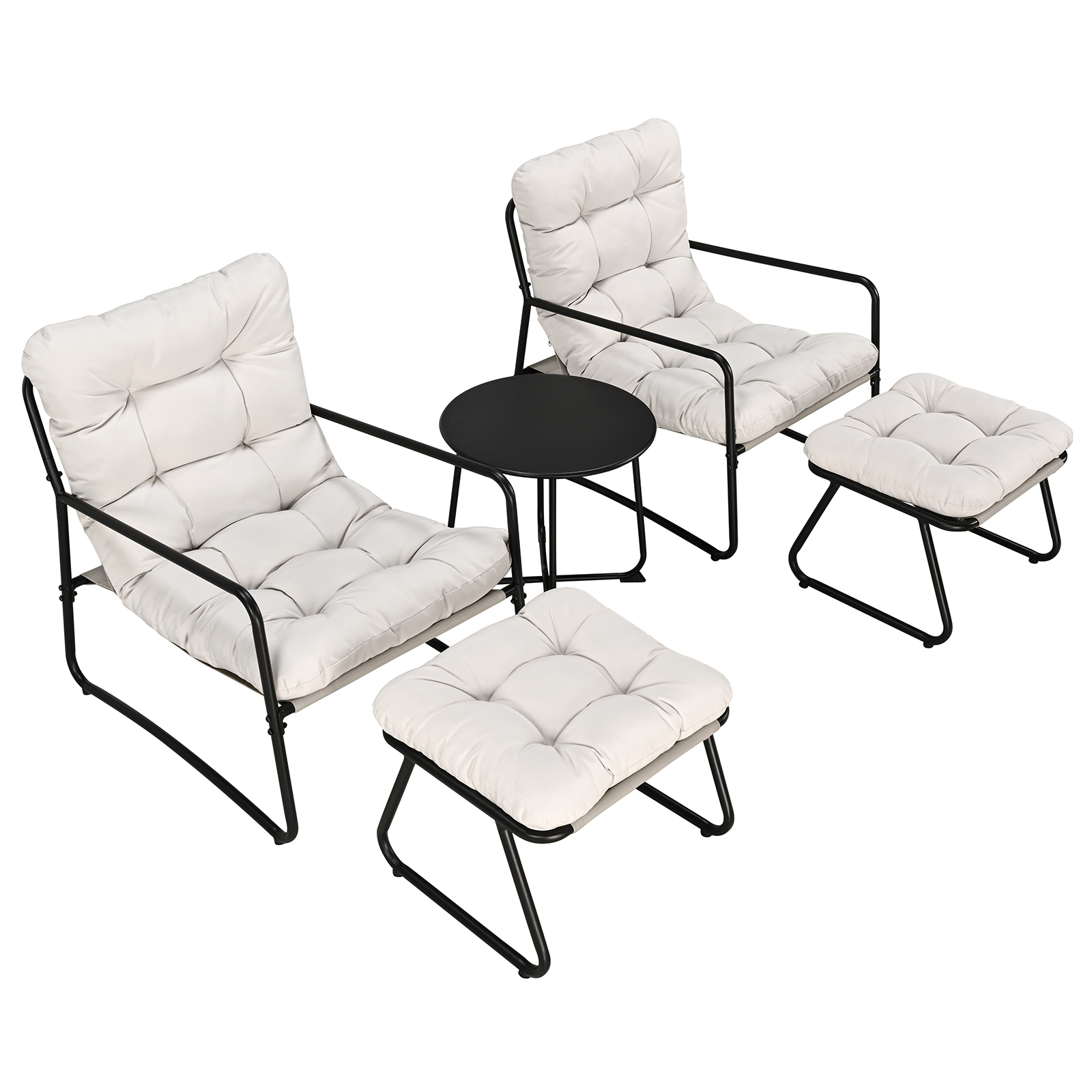 5-Piece Metal Comfy Modern Patio Rocking Chair Set - C033-3