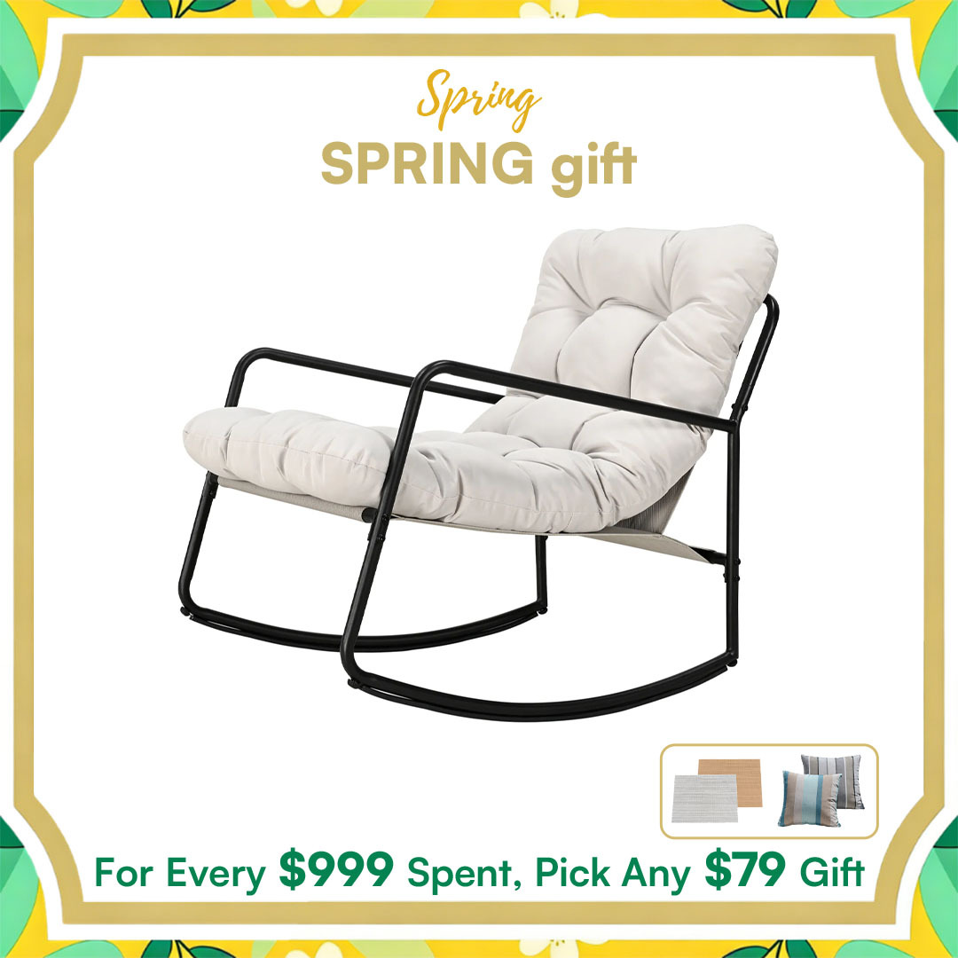 Metal Comfy Modern Patio Rocking Chair - C032-1