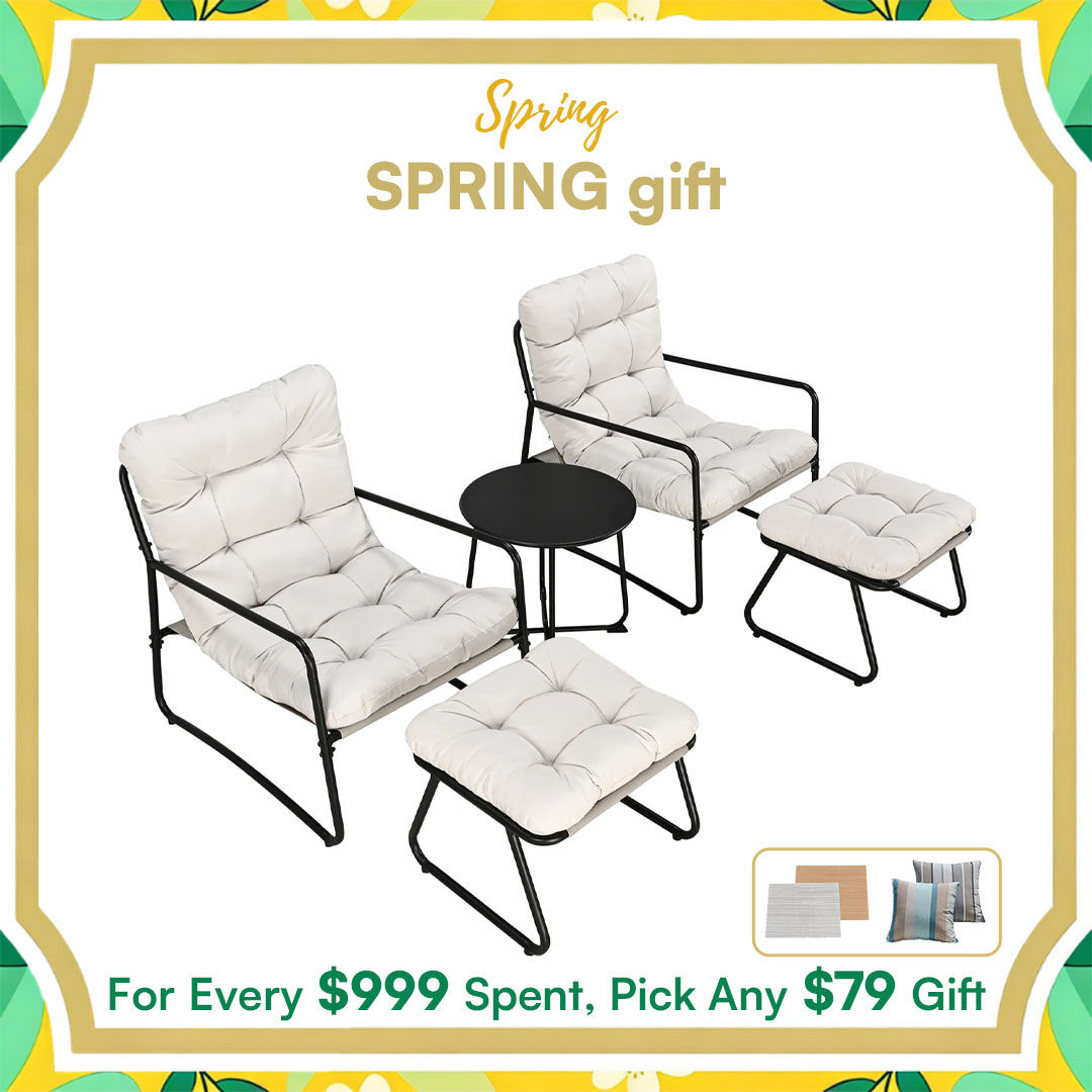 5-Piece Metal Comfy Modern Patio Rocking Chair Set - C033-3