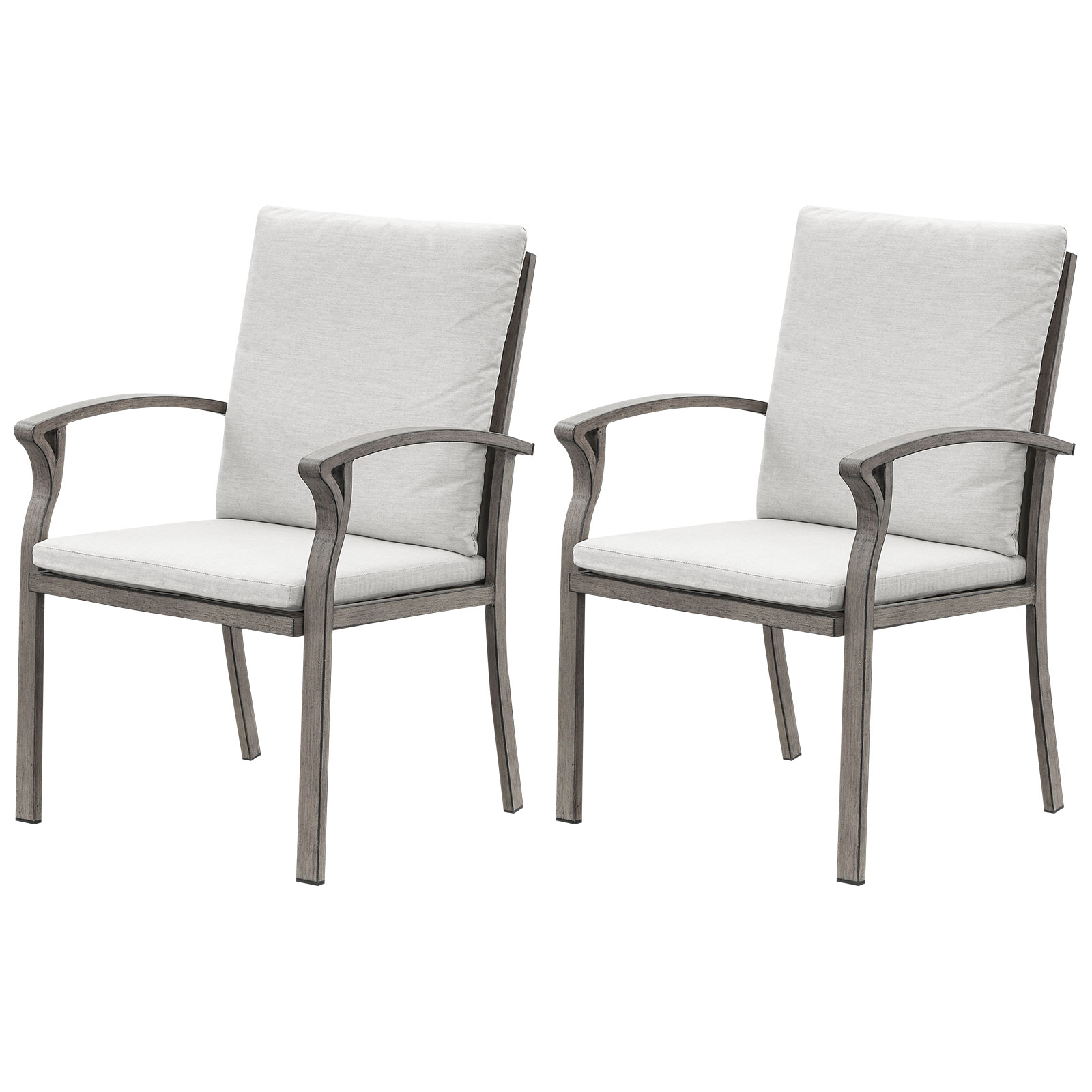Aluminum Outdoor Patio Set of 2 Fixed Patio Armchairs - C101
