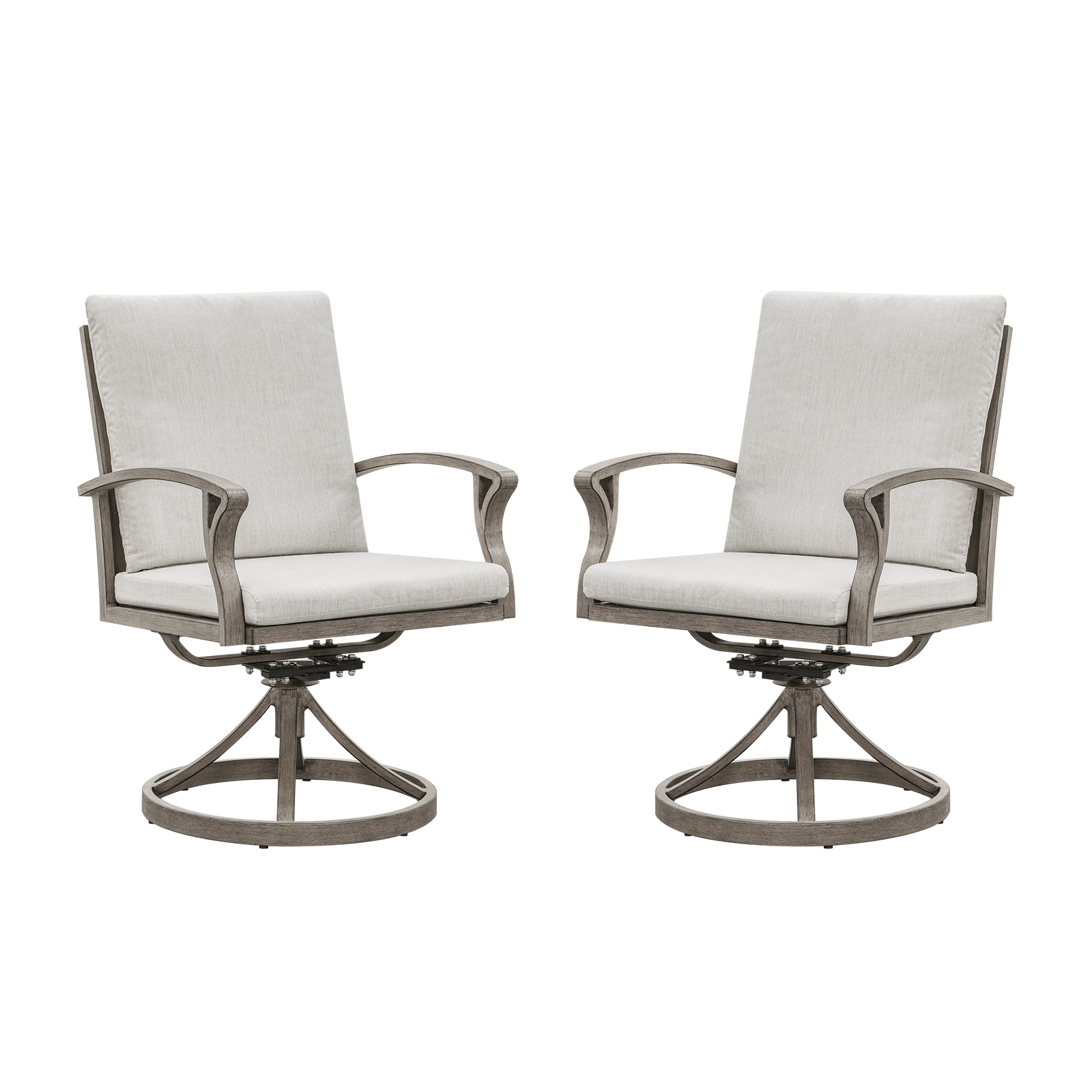 Modern Aluminum Outdoor Set of 2 Swivel Patio Chairs