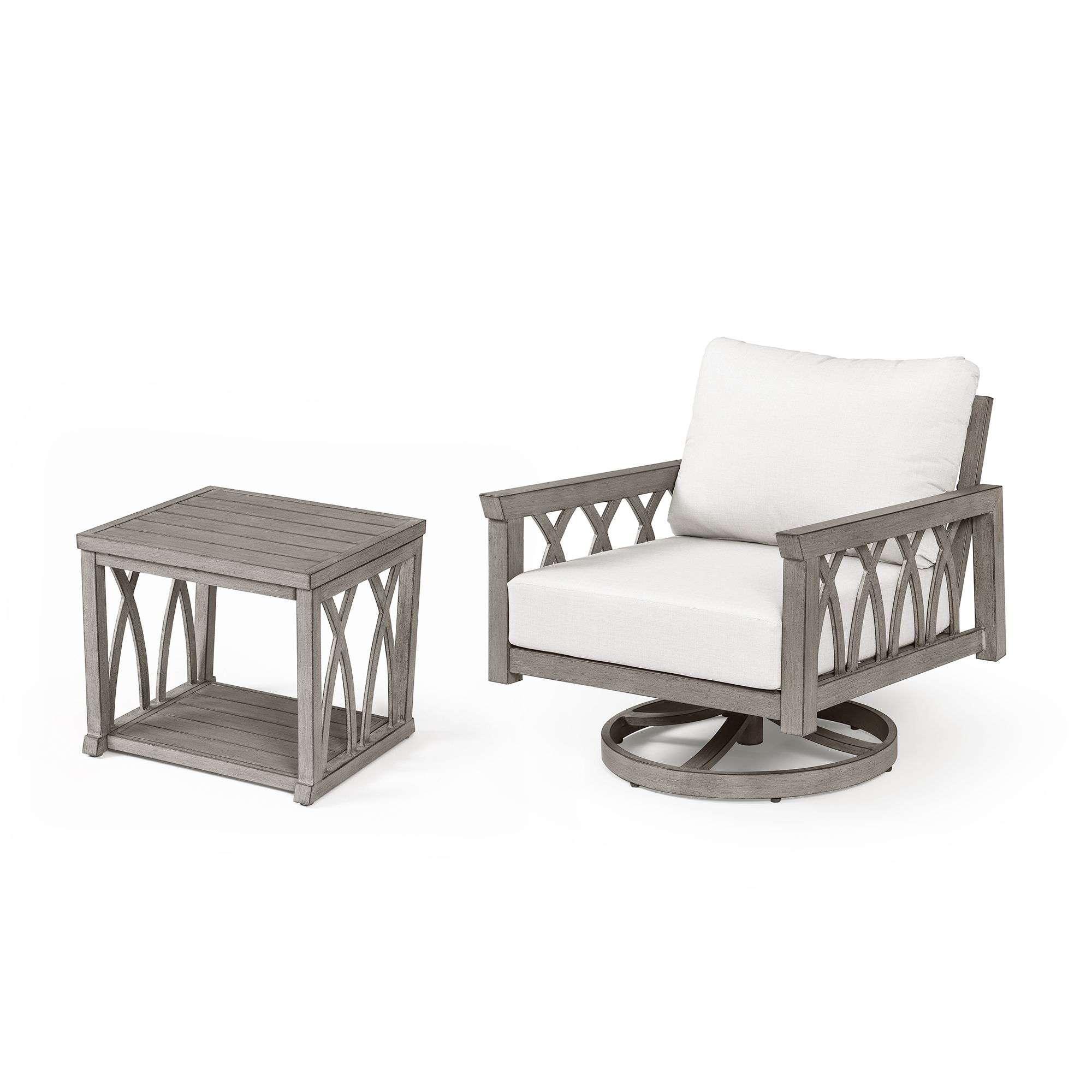 2-Piece Aluminum Outdoor Patio Swivel Sofa Chair Set - DS093