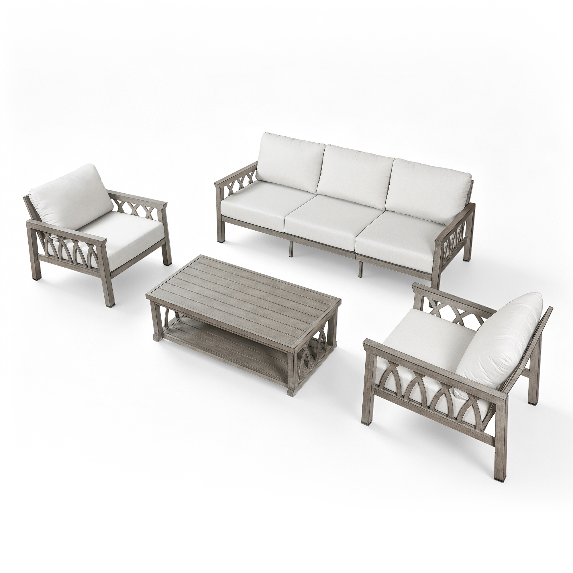 4-Piece Aluminum Outdoor Patio Conversation Set for 5 Person - DS096