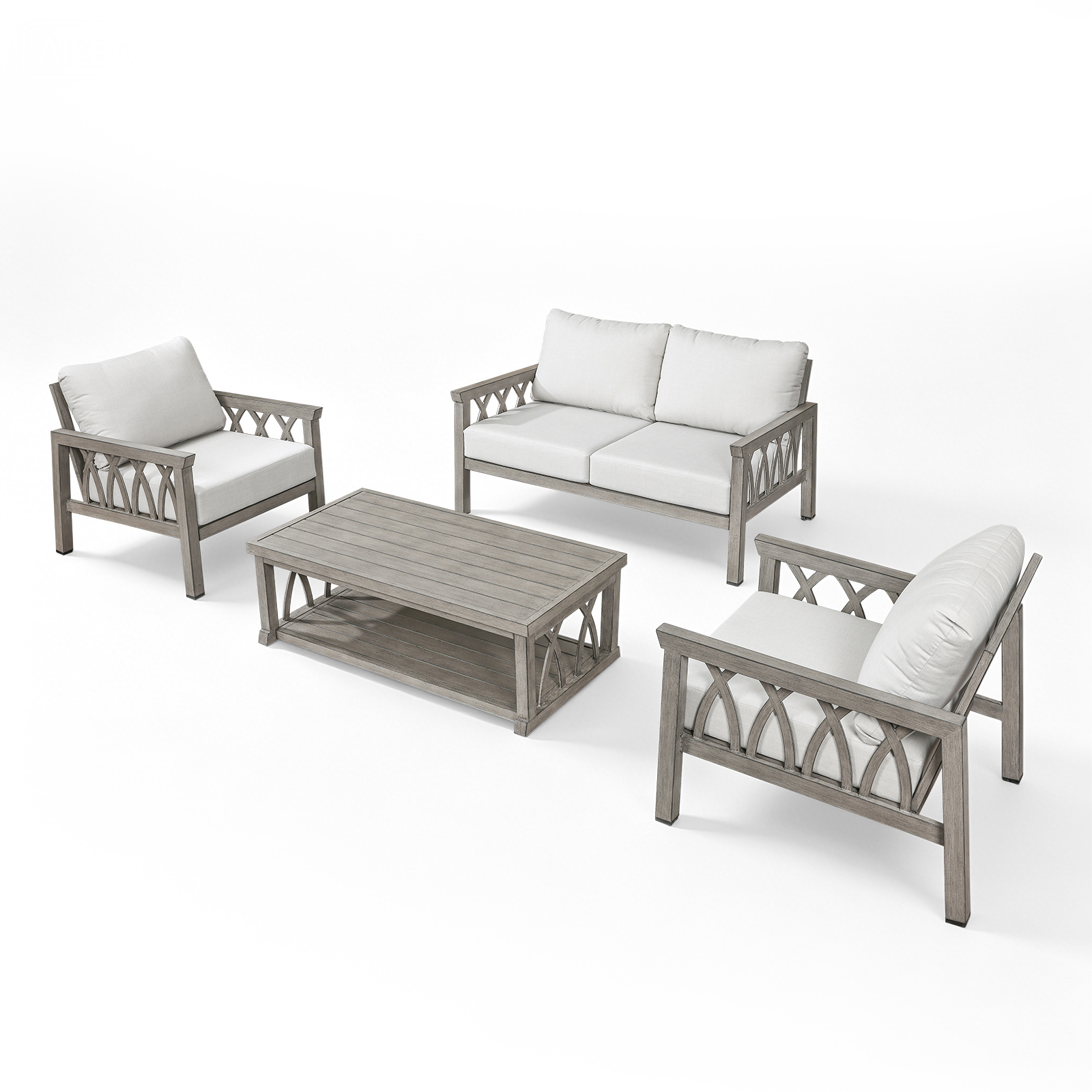 4-Piece Aluminum Outdoor Patio Conversation Set for 4 Person - DS097