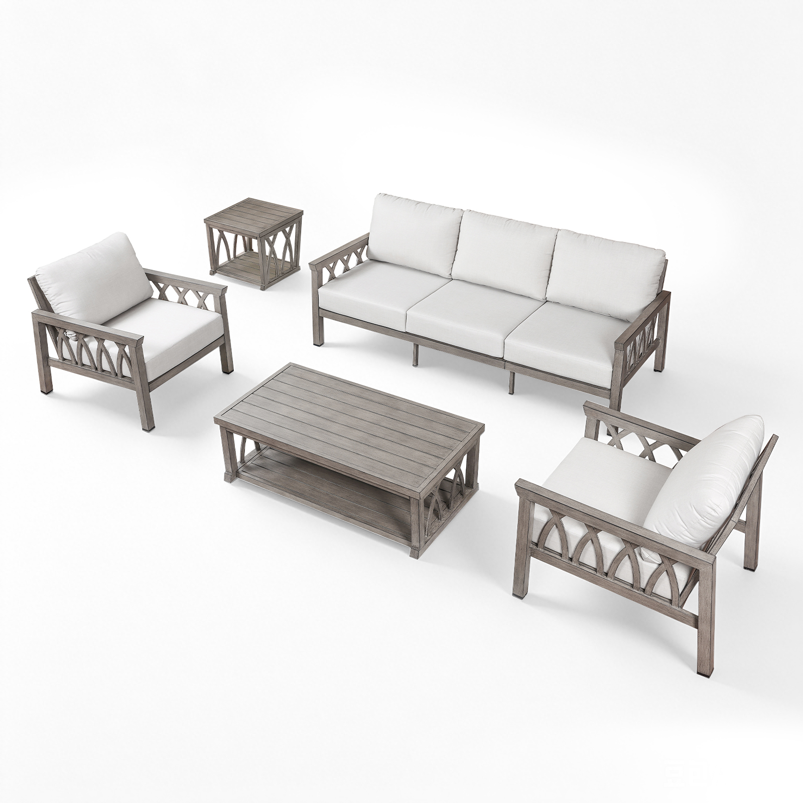 5-Piece Aluminum Outdoor Patio Conversation Set - DS098