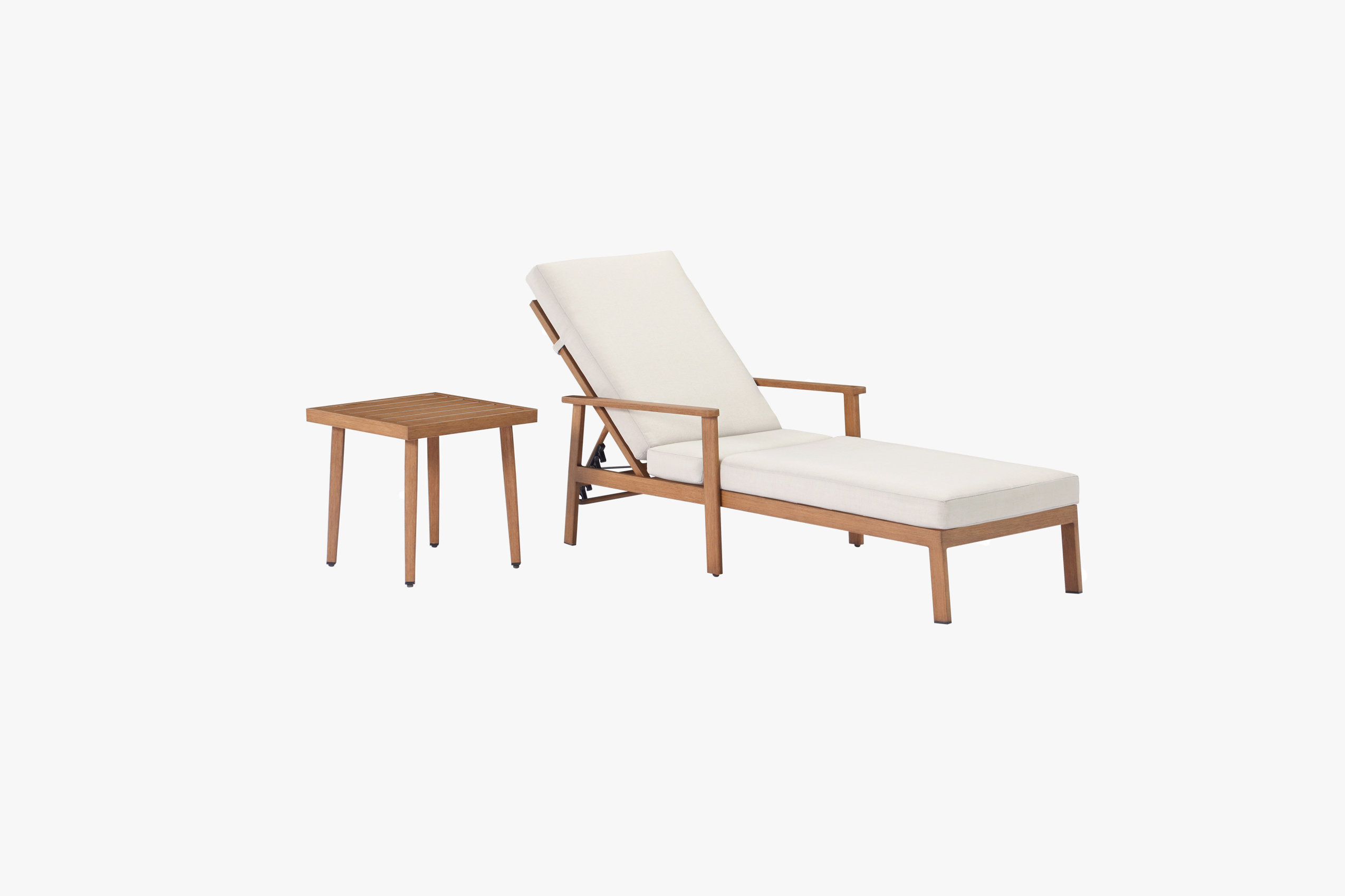 Aluminum Outdoor Sun Lounge Set With Side Table