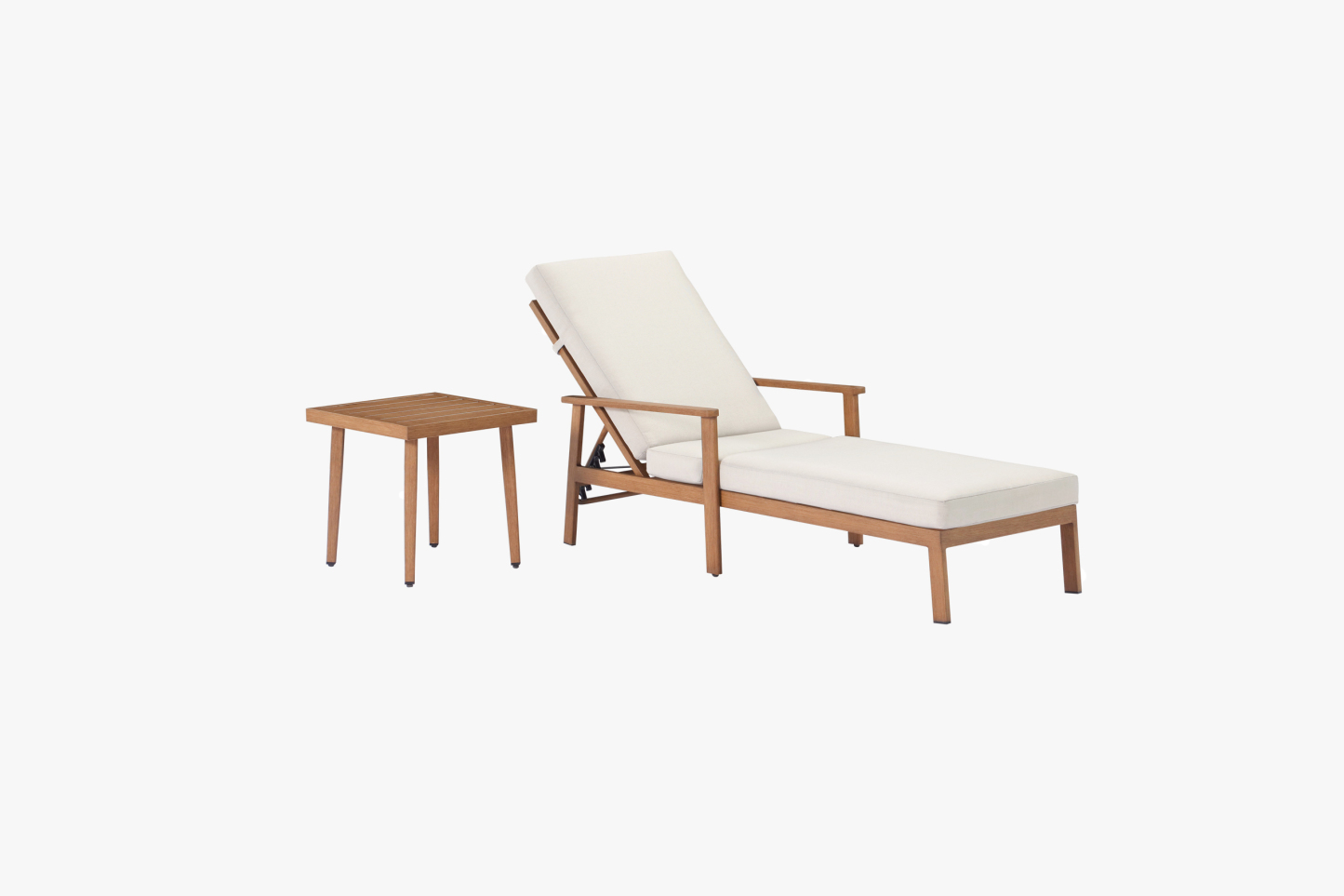 Aluminum Outdoor Sun Lounge Set With Side Table