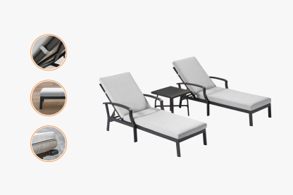Outdoor Sun Lounge Set With Sidetable