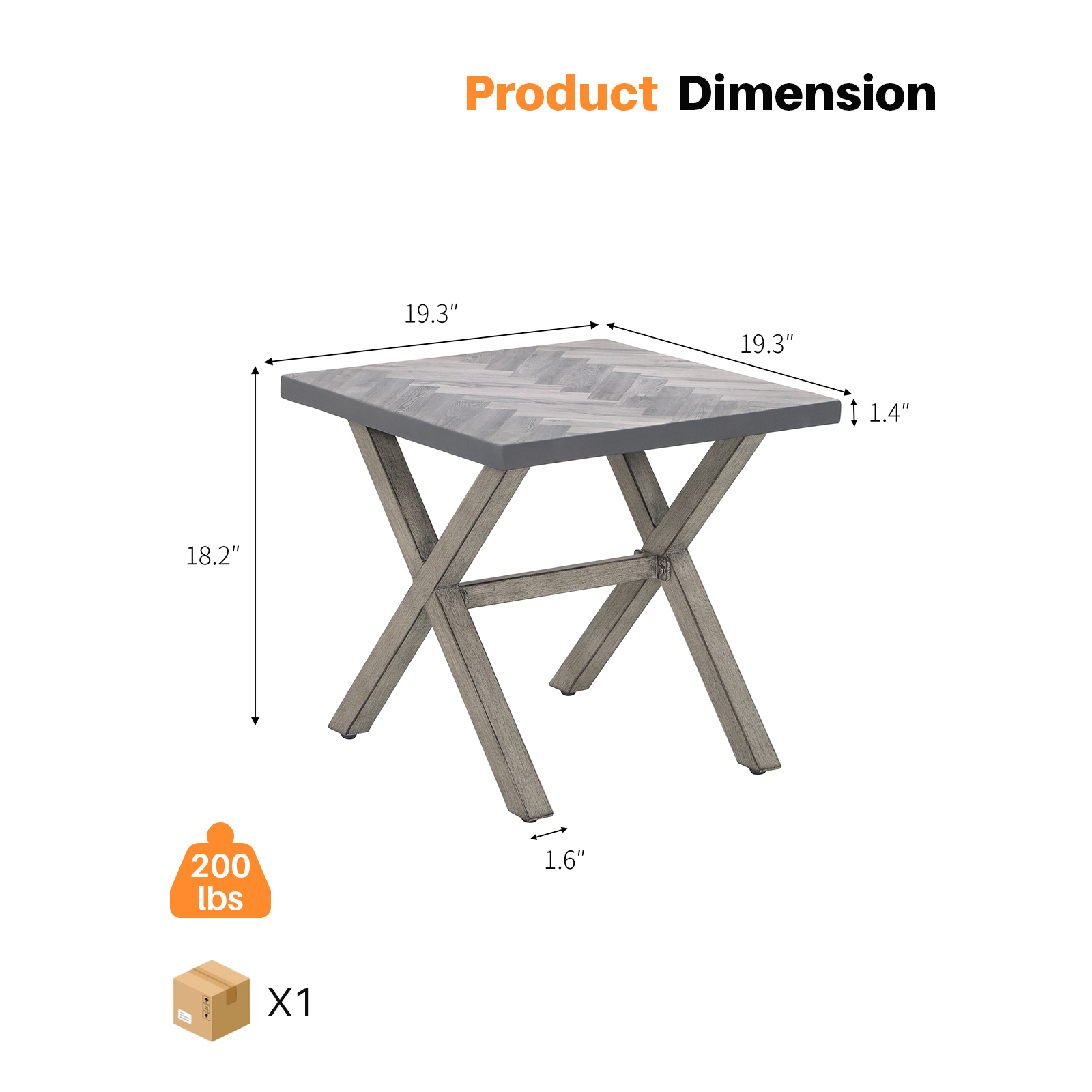 All-Weather Square Outdoor Side Table with Resin Tabletop - D014