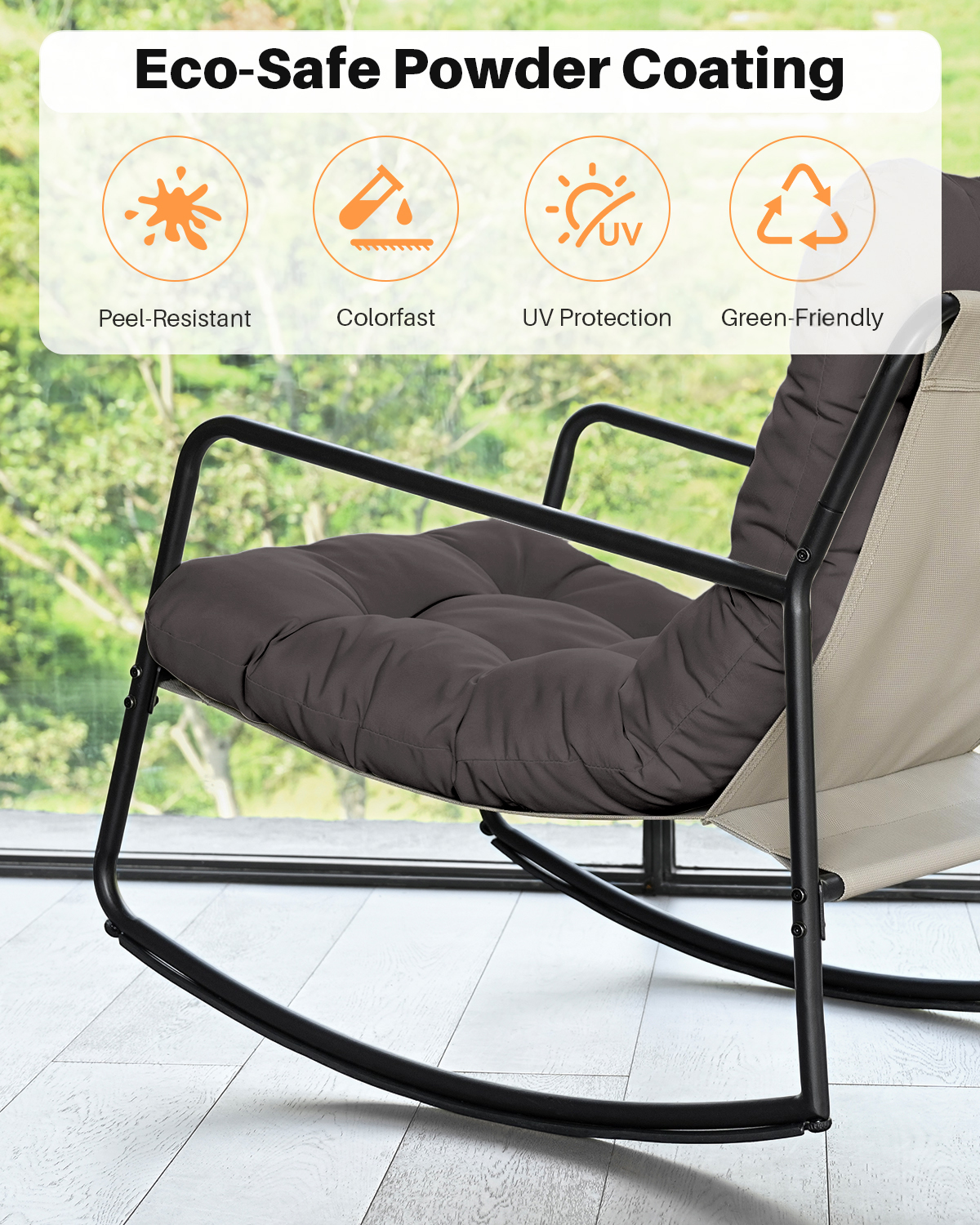 Metal Comfy Modern Patio Rocking Chair - C032-1