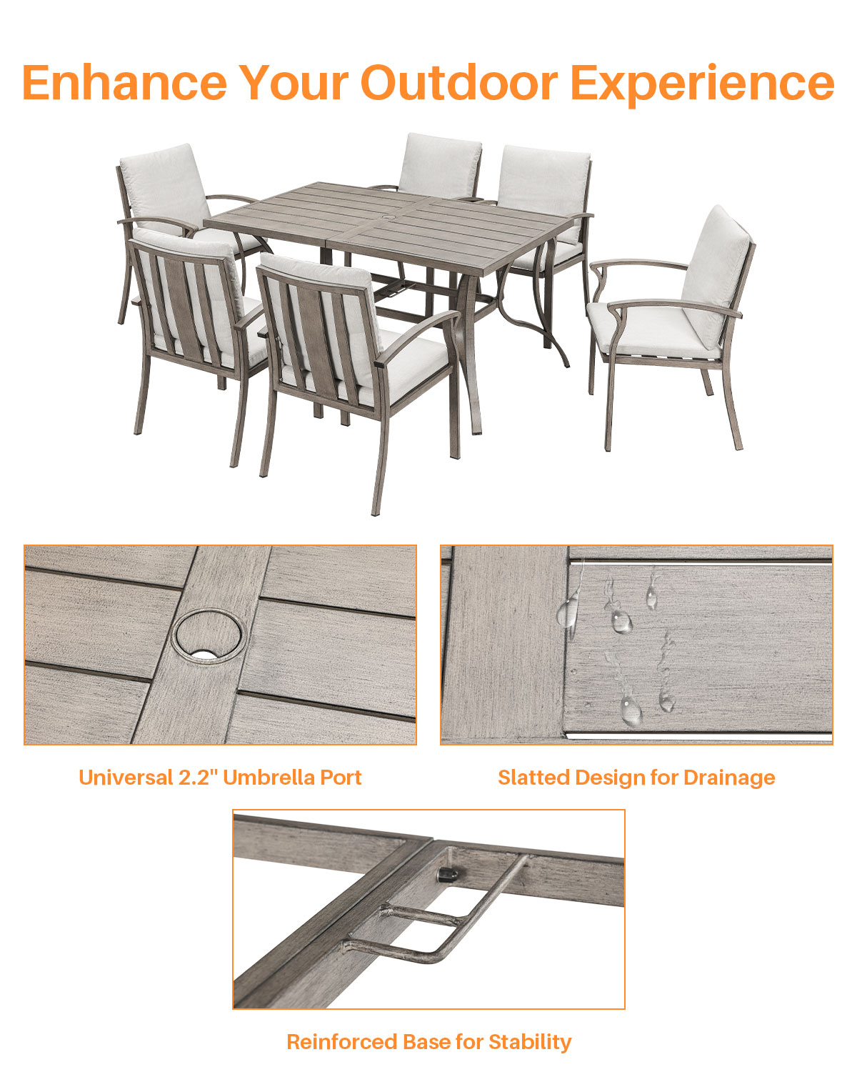 7-Piece Aluminum Outdoor Patio Dining Set - DS104