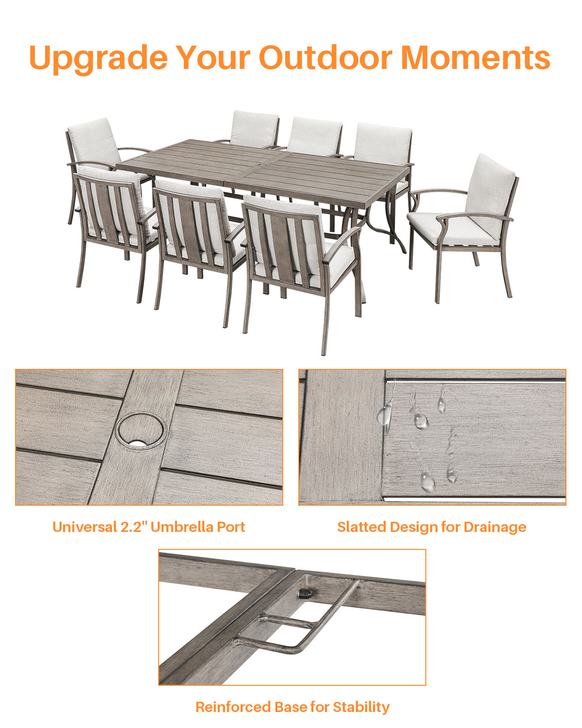 9-Piece Aluminum Outdoor Patio Dining Set - DS105