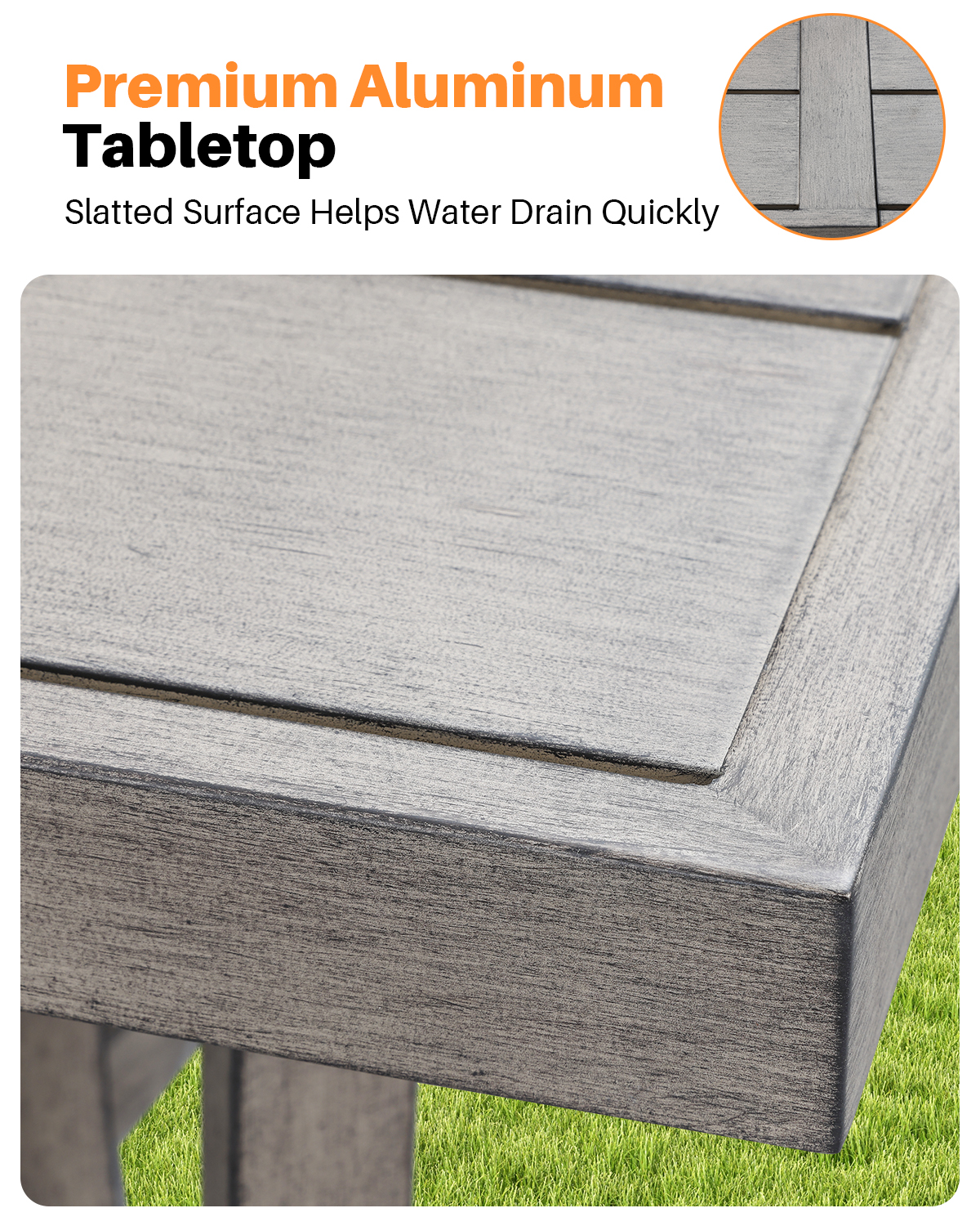 Patio Rectangle Dining Table for 8 with Umbrella Hole - D109