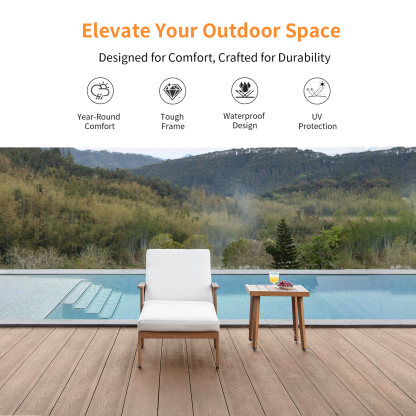 Modern outdoor lounge chair with white cushion  - Seehill