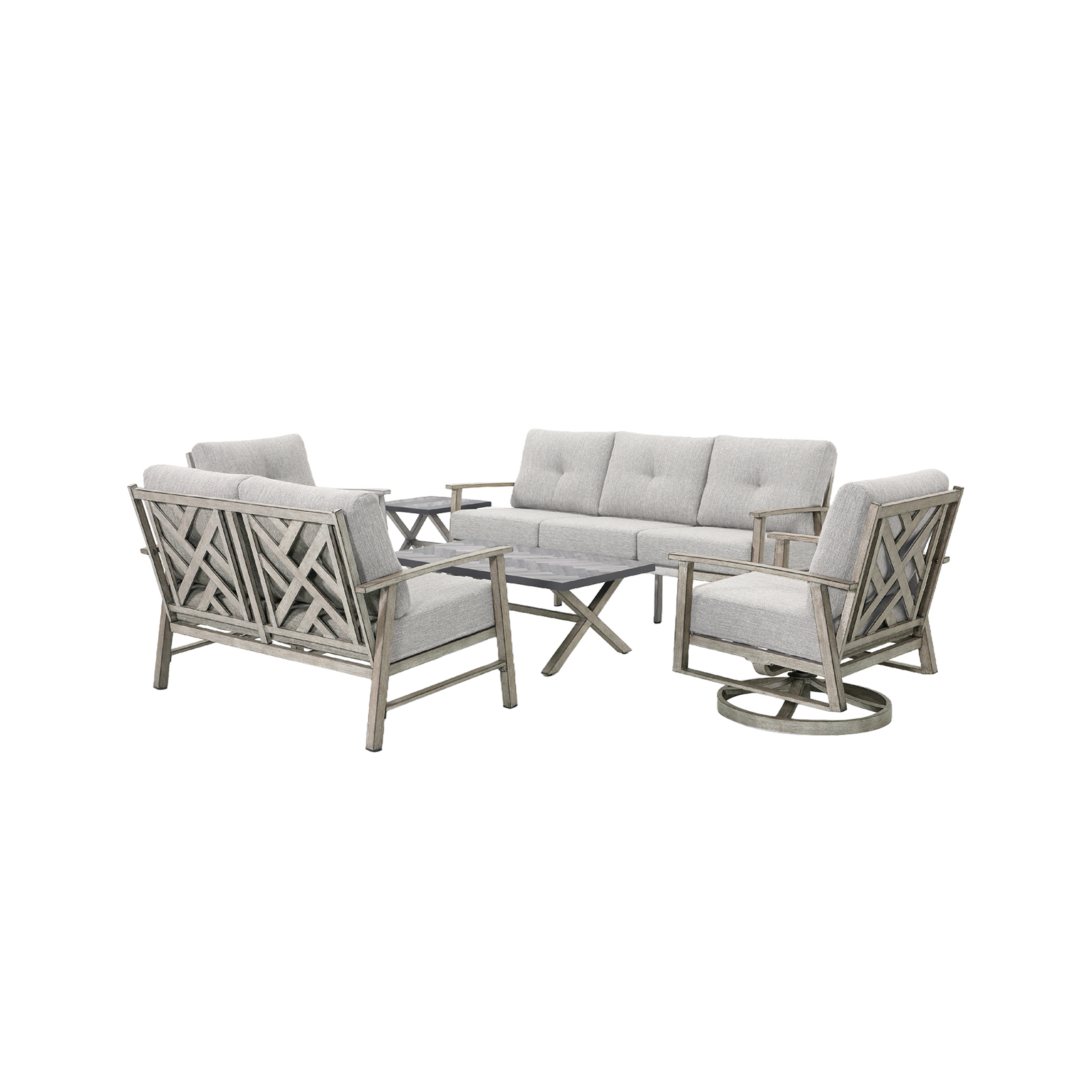 5-piece Modern Outdoor Patio Furniture Set with Swivel Chairs - SS016-2