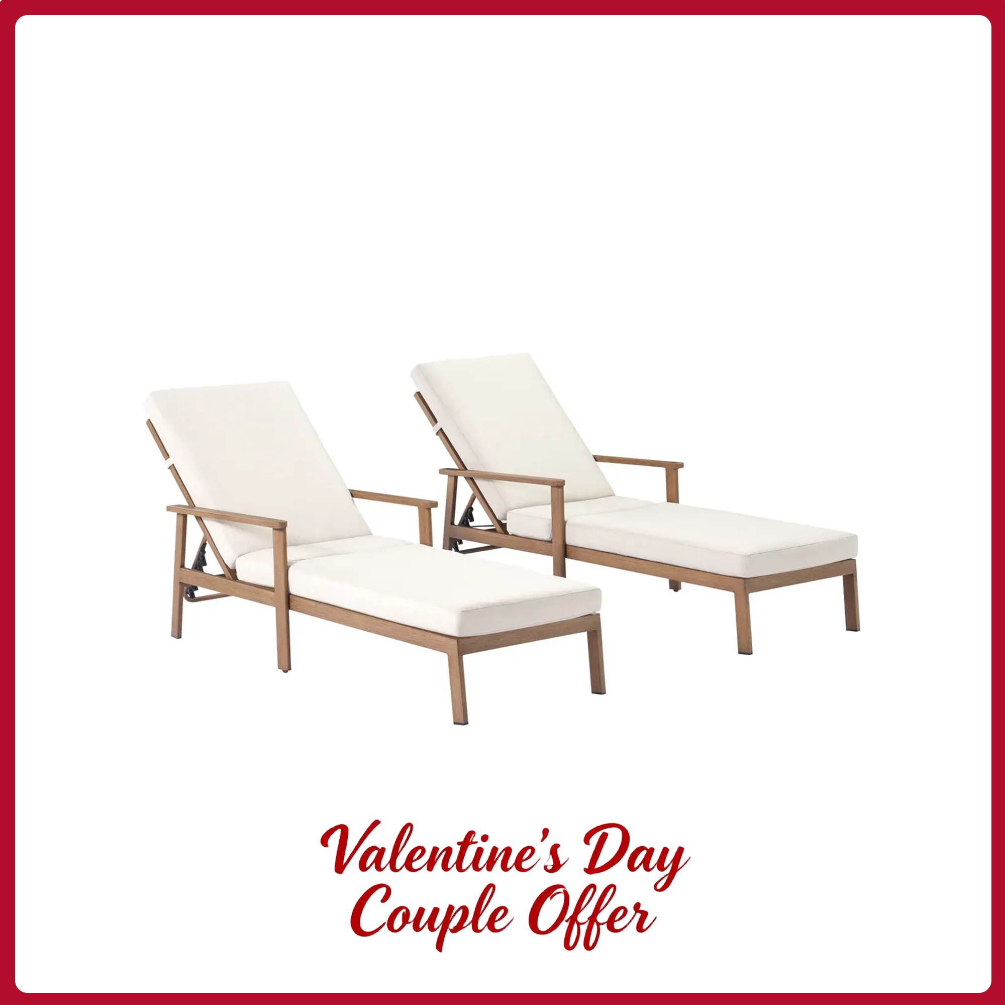 Modern teak lounge chairs with cream cushions - Seehill