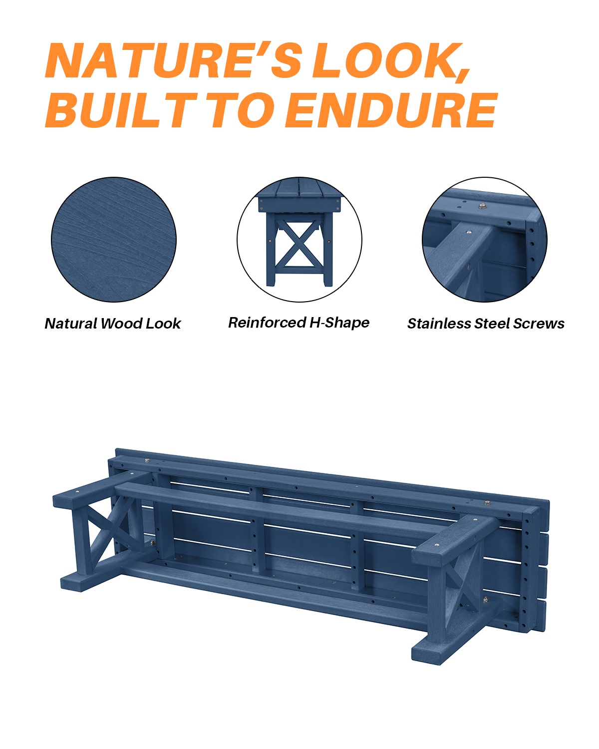 HDPE Outdoor Bench, 55"