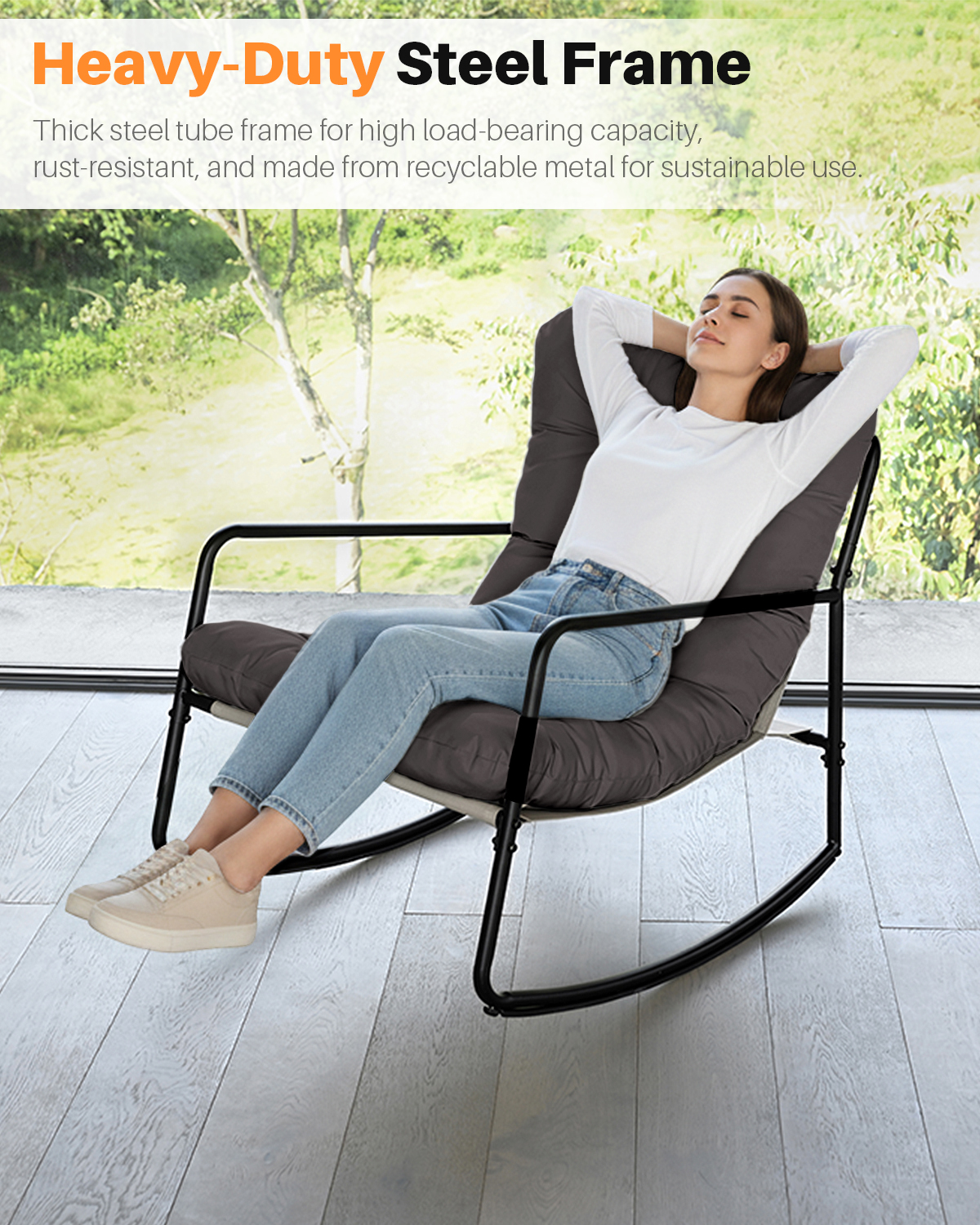 Metal Comfy Modern Patio Rocking Chair - C032-1