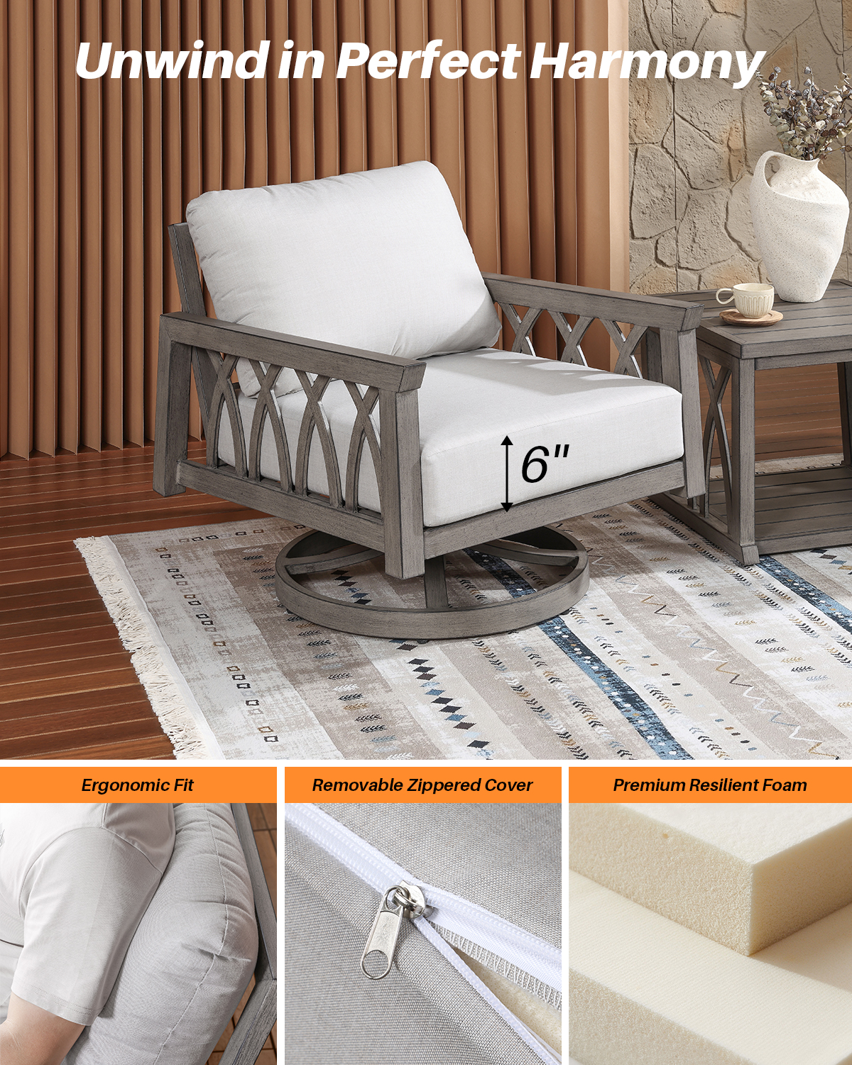 3-Piece Aluminum Outdoor Patio Conversation Set - DS100