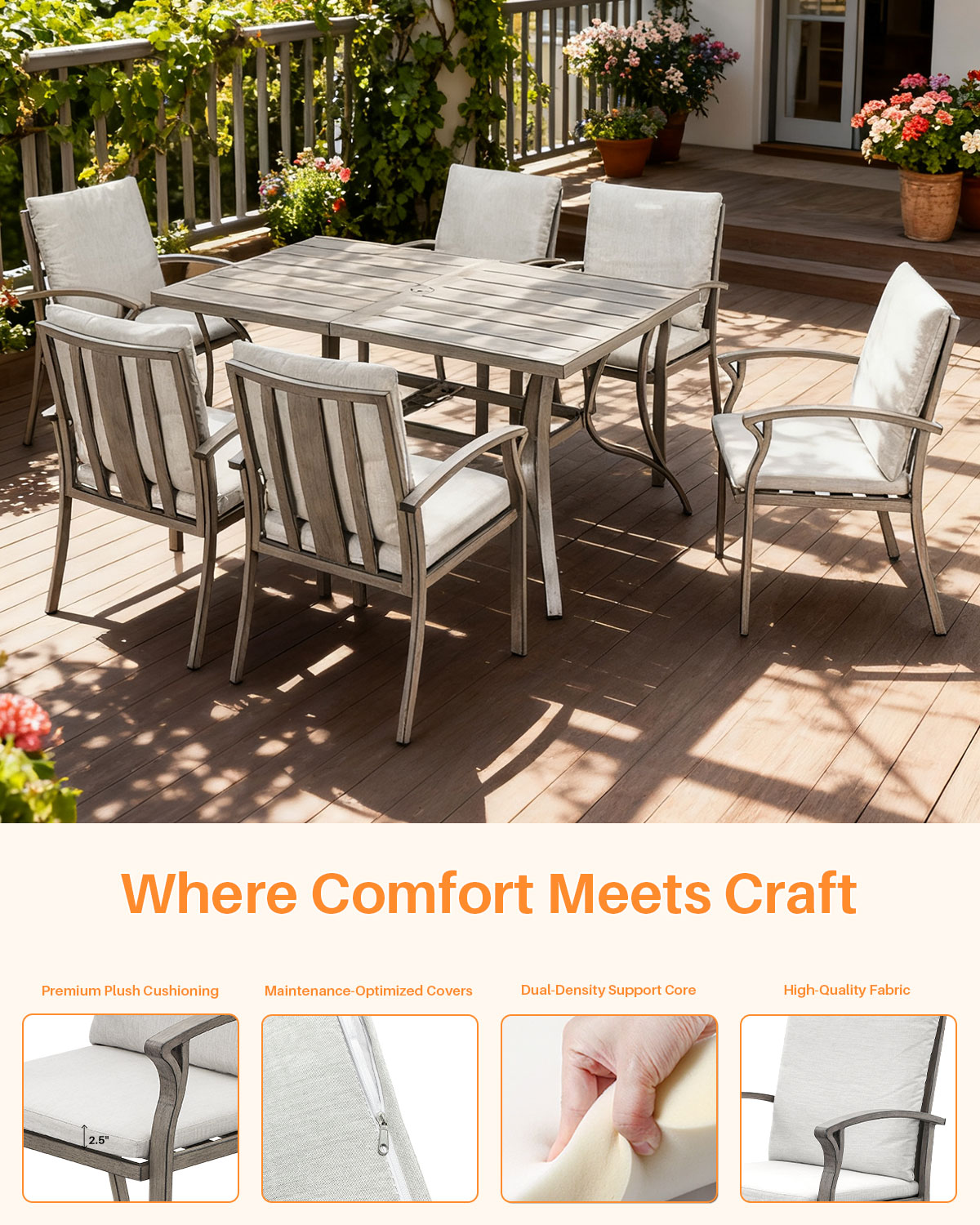 7-Piece Aluminum Outdoor Patio Dining Set - DS104