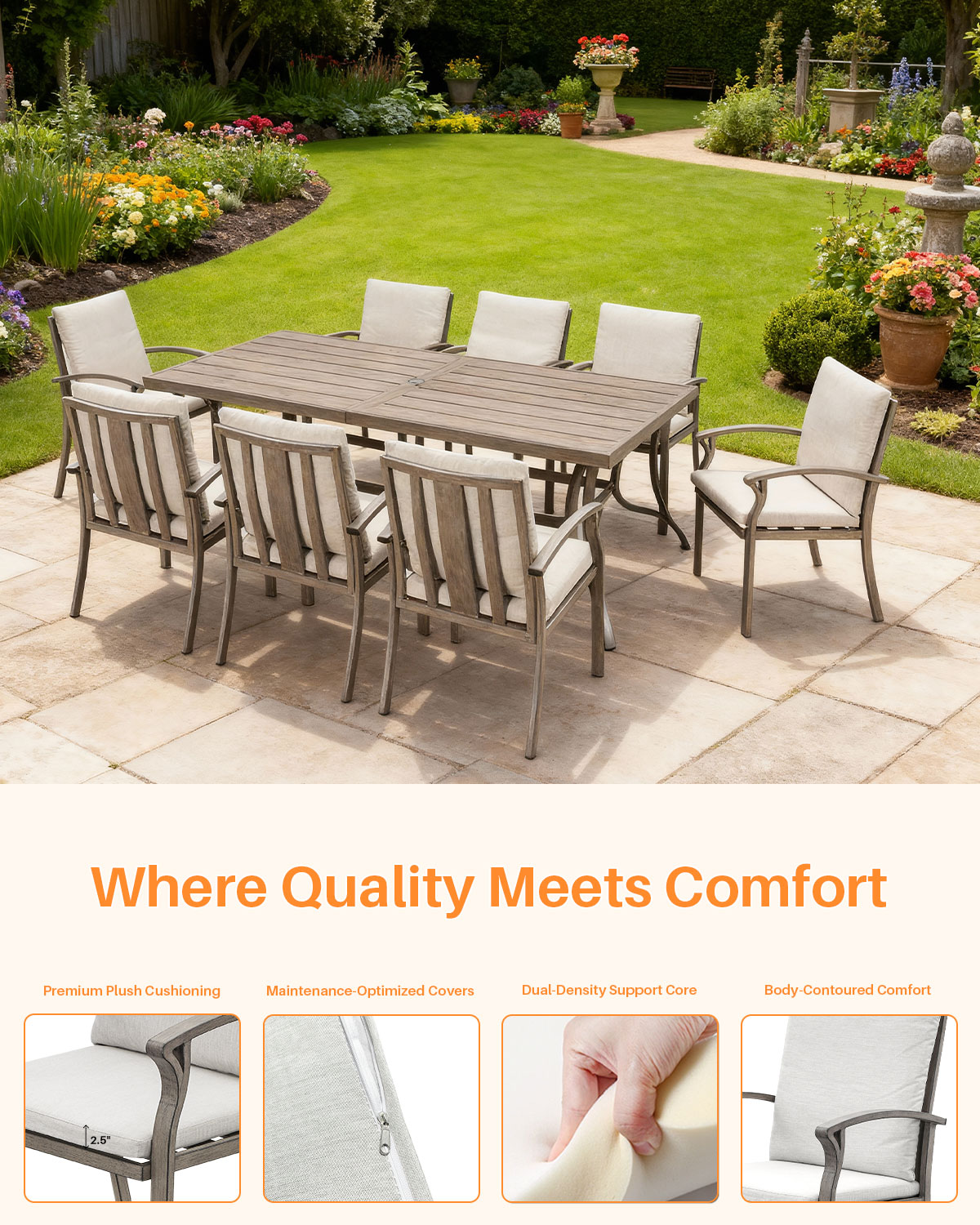 9-Piece Aluminum Outdoor Patio Dining Set - DS105