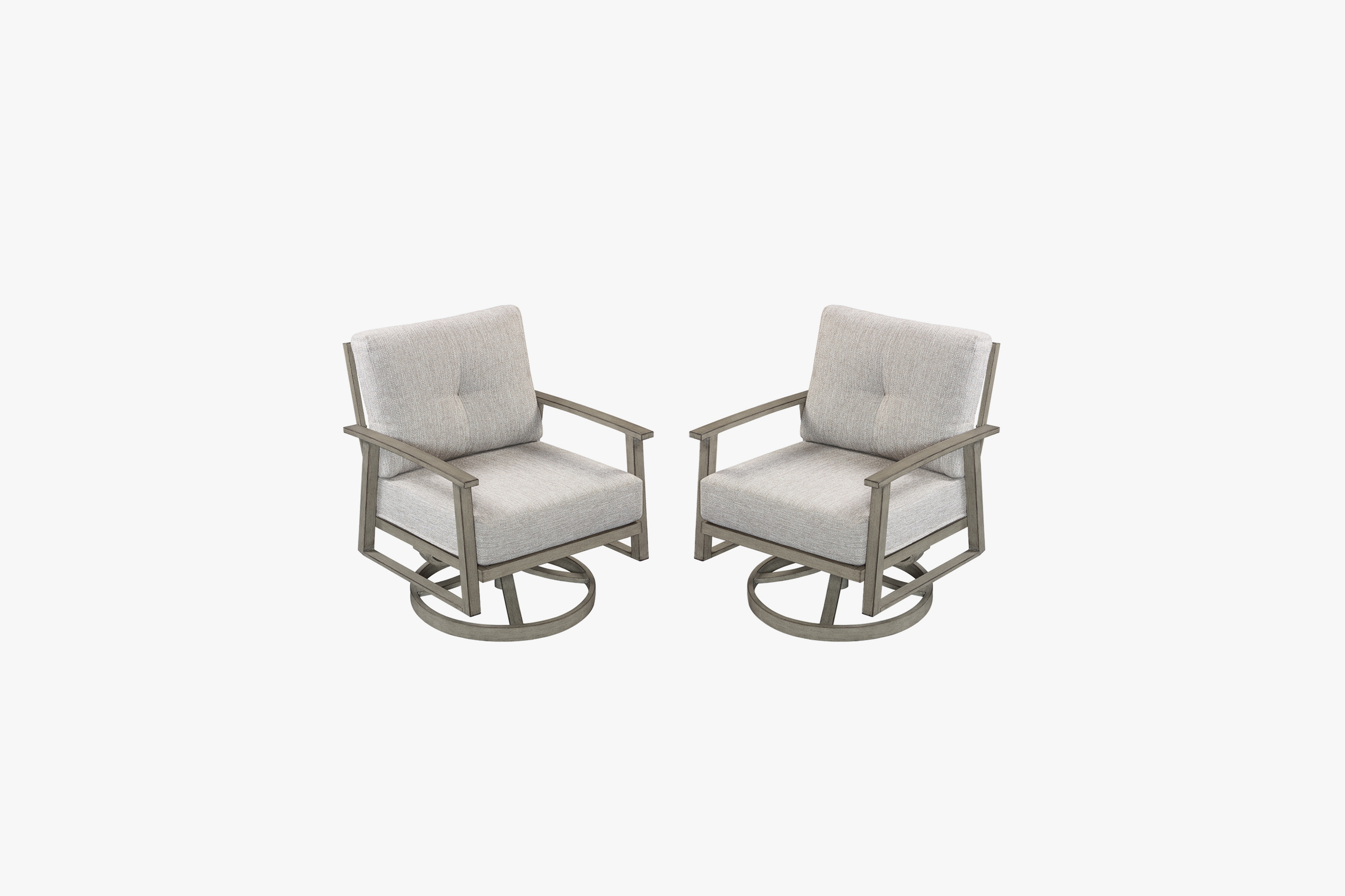 2PCS | Aluminum Patio Swivel Sofa With Armrest