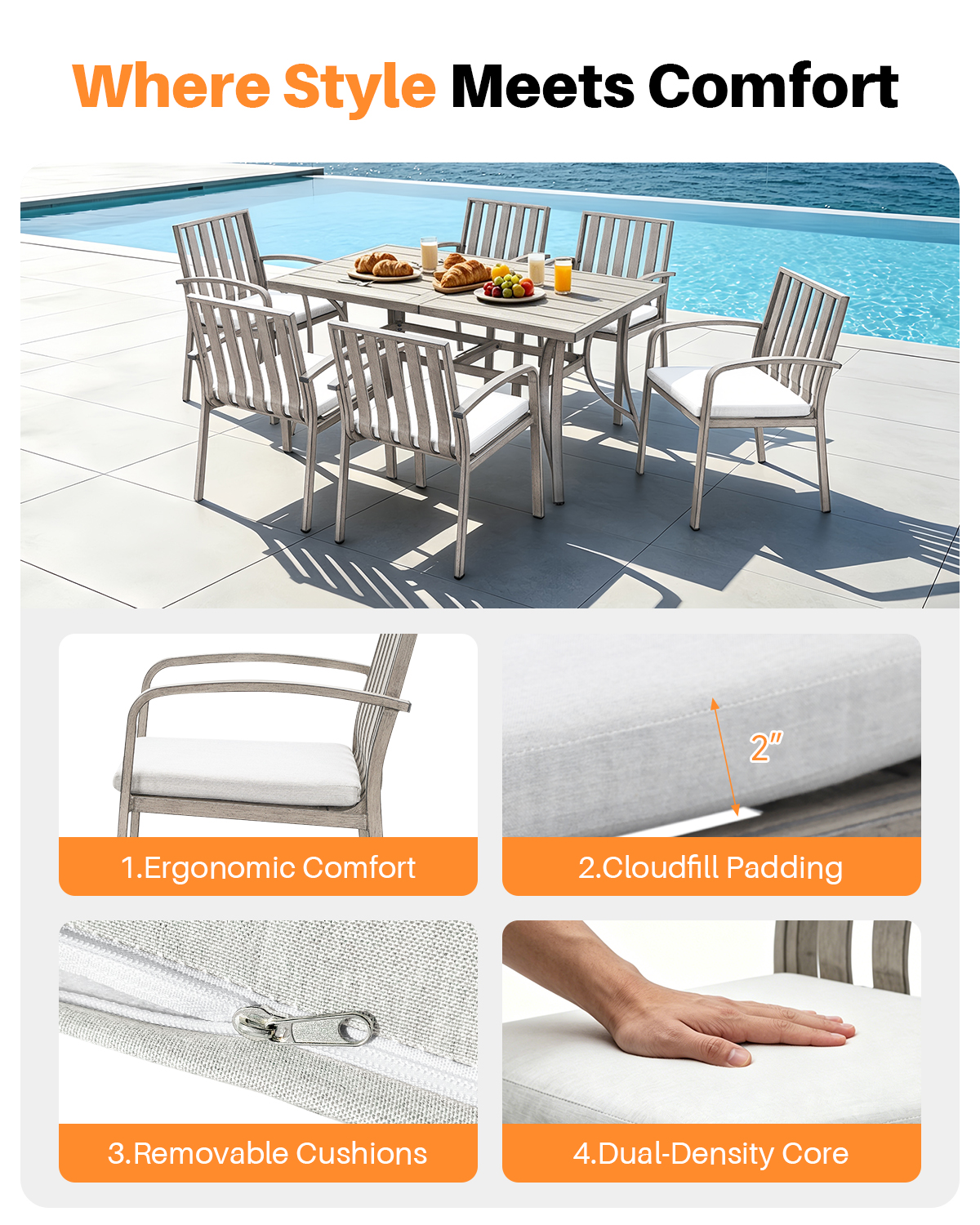 7 Piece All-Weather Patio Outdoor Dining Set - DS110