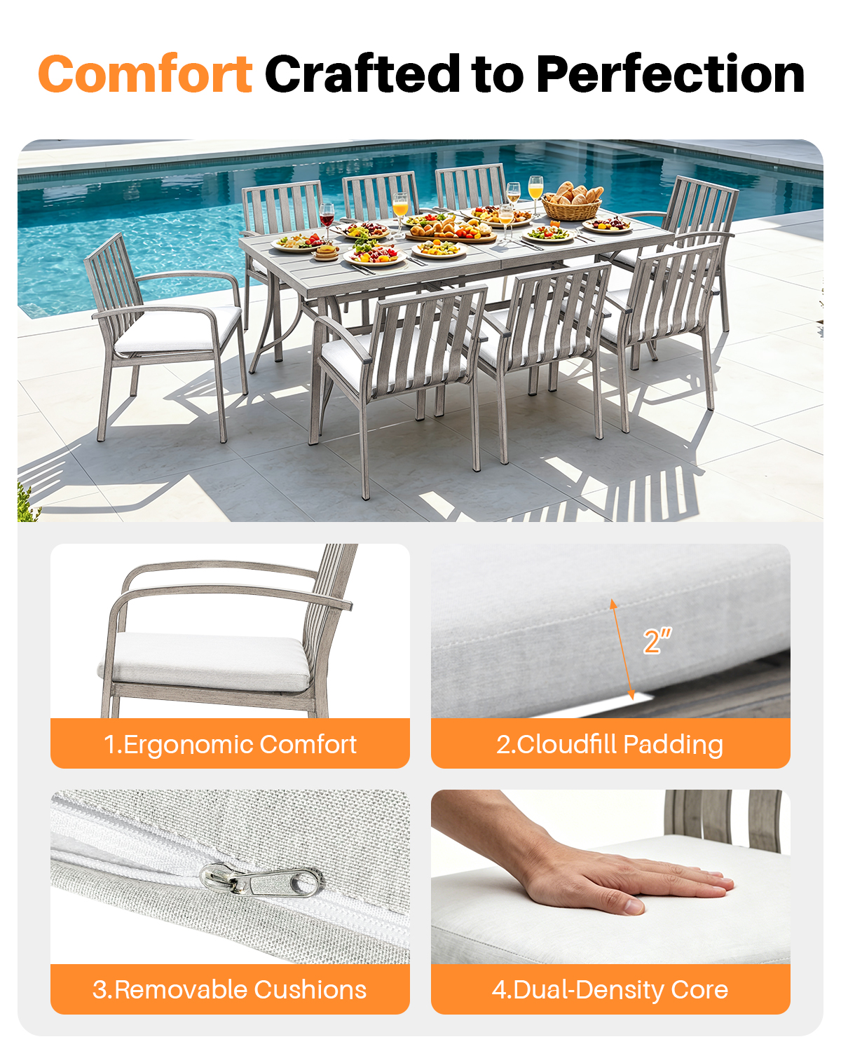 9 Piece All-Weather Patio Outdoor Dining Set - DS111