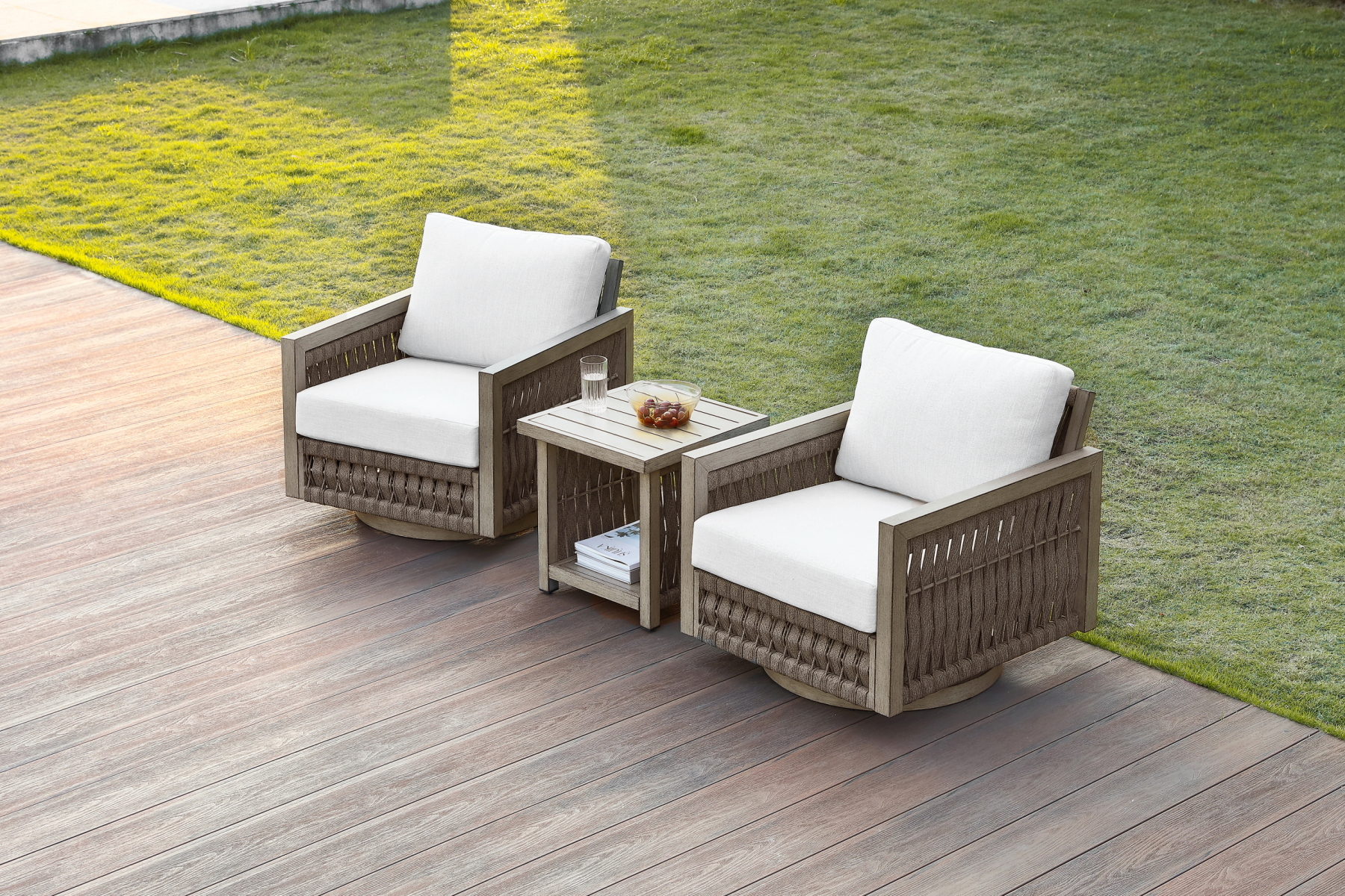 American Vintage Rope Weave Drink Table