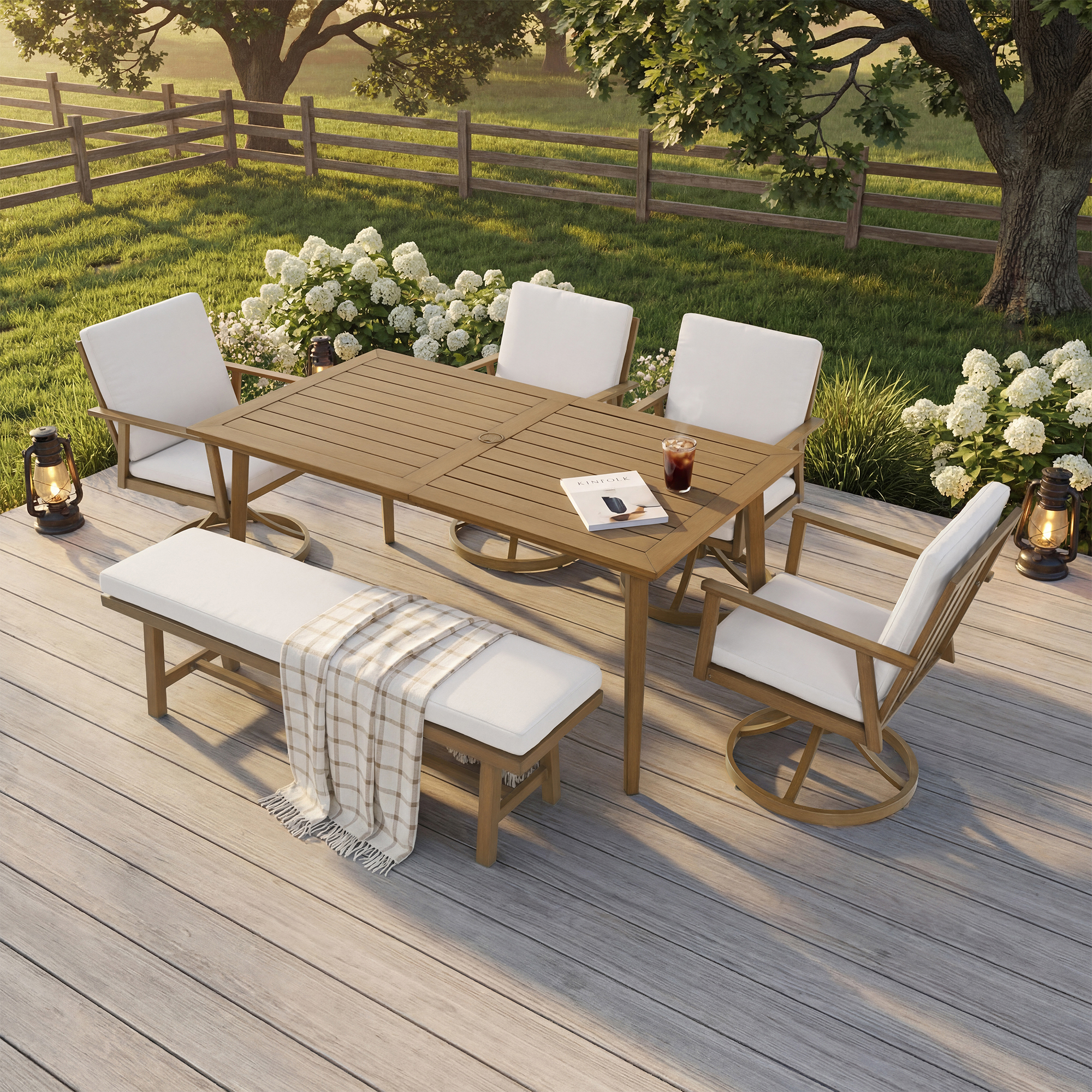 outdoor dining set aluminum frame 7 piece