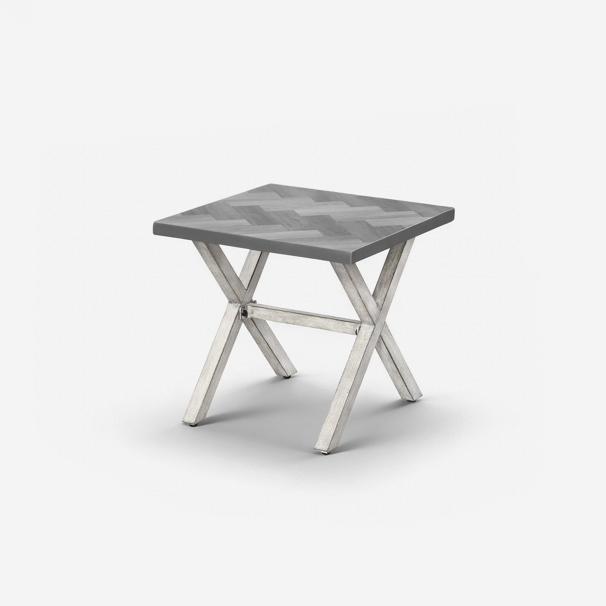 All-Weather Square Outdoor Side Table with Resin Tabletop - D014
