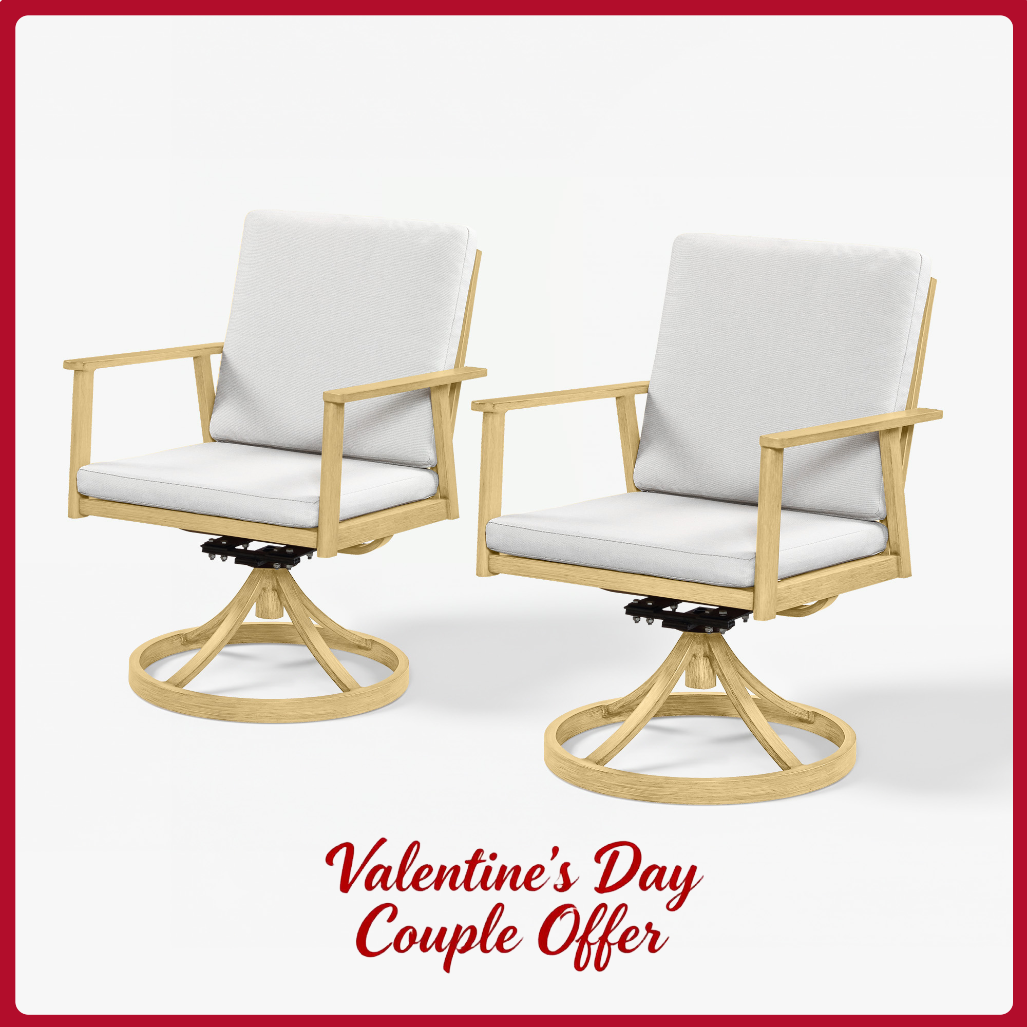 2-Piece Outdoor Swivel Dining Chair Set – Aluminum, Thick Cushions, 360° Rotation, All-Weather-C002