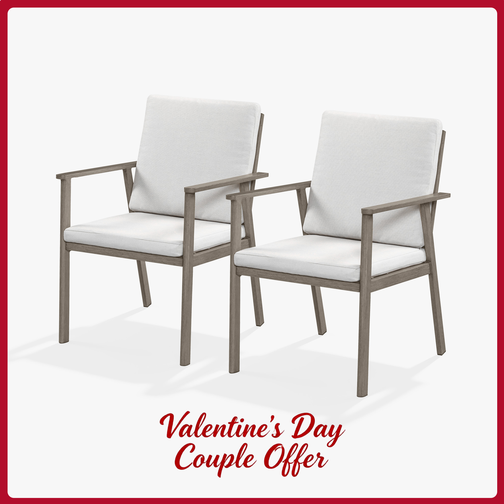 2-Piece Outdoor Dining Chair Set – Aluminum, Thick Cushions, All-Weather-C001