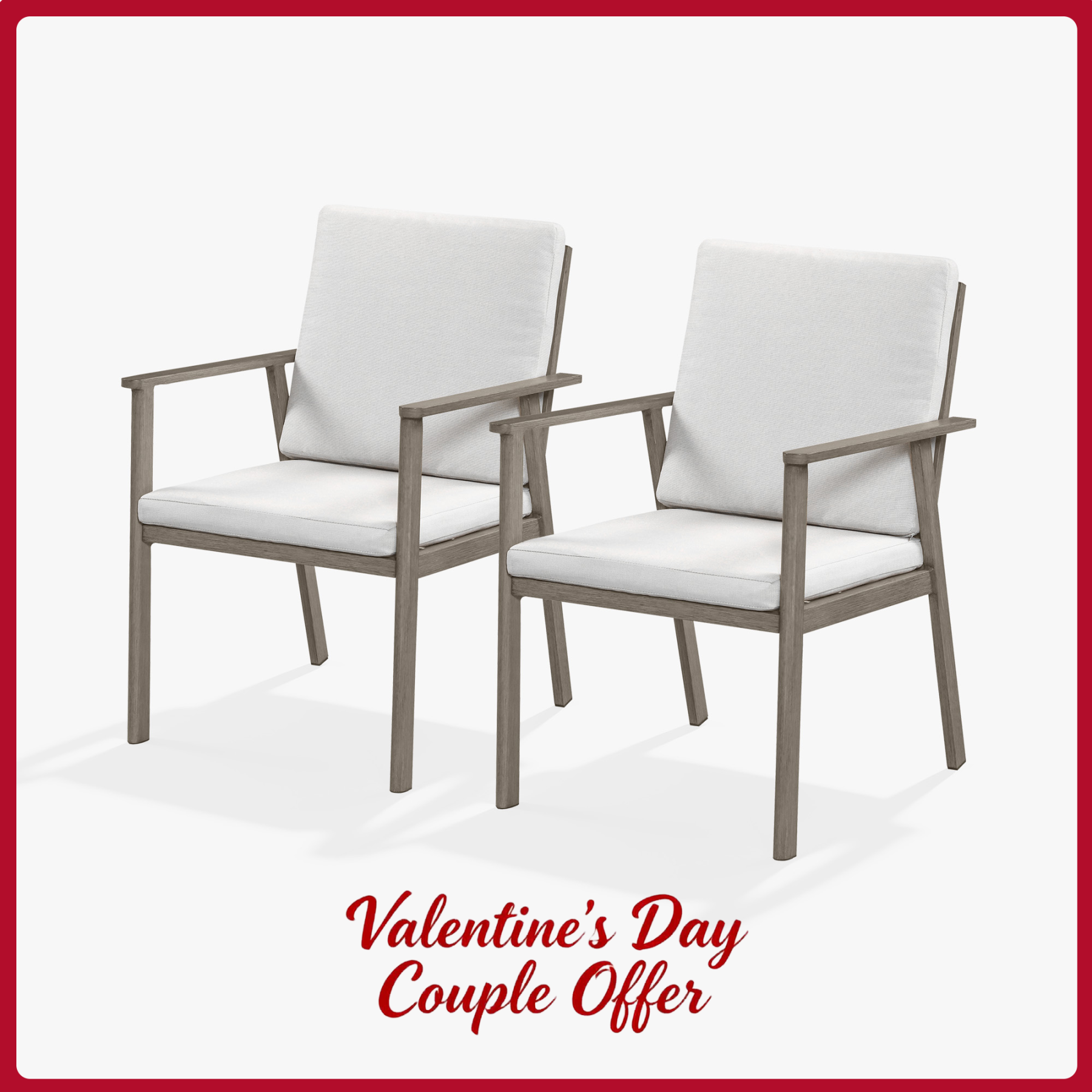 2-Piece Outdoor Dining Chair Set – Aluminum, Thick Cushions, All-Weather-C001