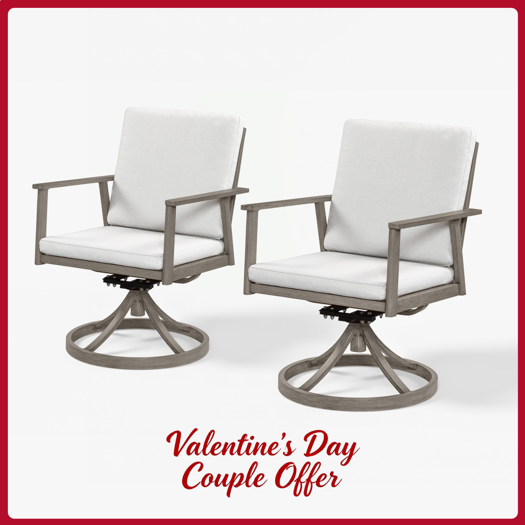 2-Piece Outdoor Swivel Dining Chair Set – Aluminum, Thick Cushions, 360° Rotation, All-Weather-C002