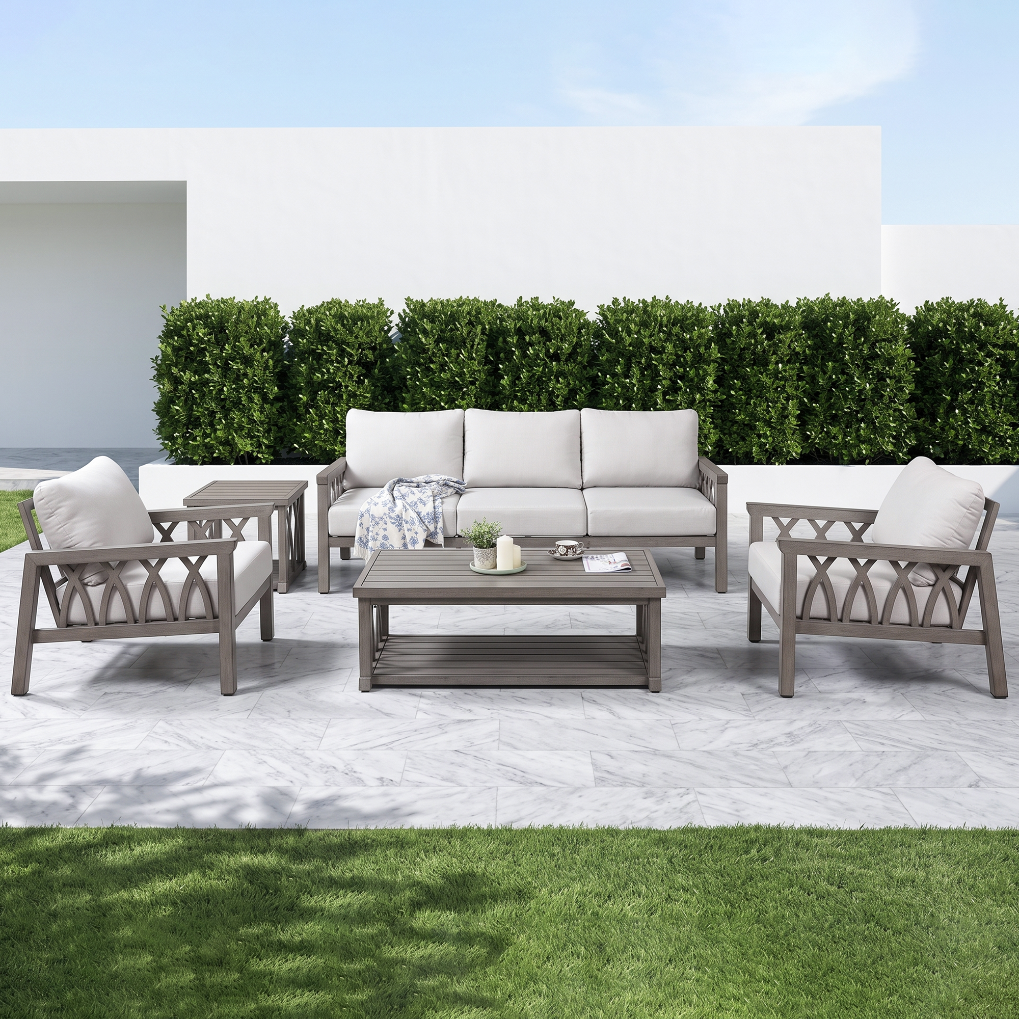 5-Piece Aluminum Outdoor Patio Conversation Set - DS098