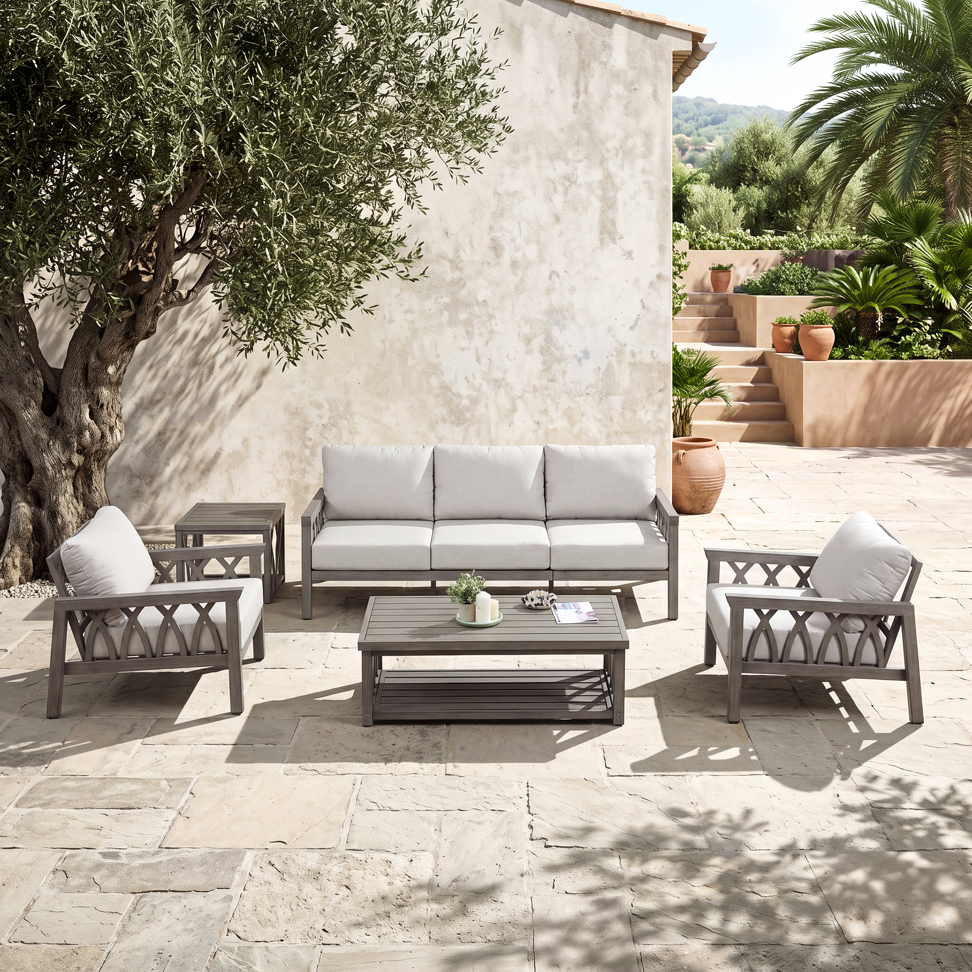 5-Piece Aluminum Outdoor Patio Conversation Set - DS098