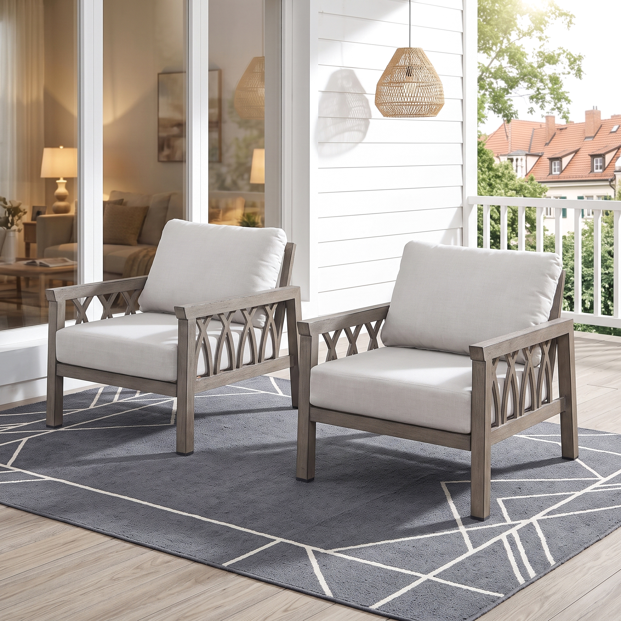 2-Piece Aluminum Outdoor Fixed Sofa Chairs - C094
