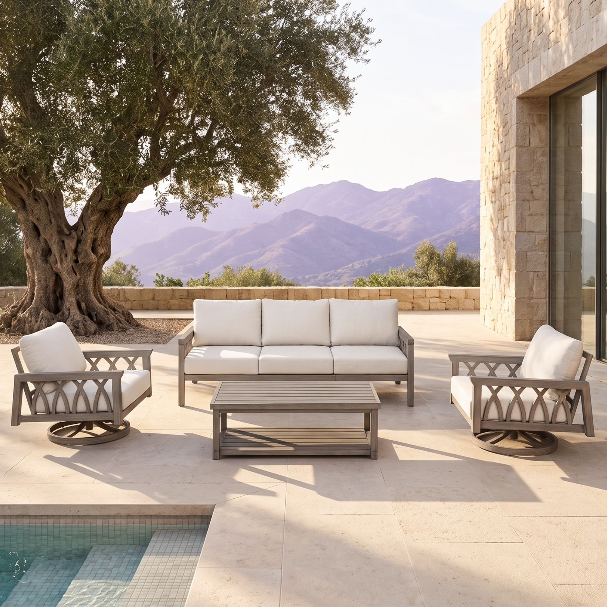 4-Piece Aluminum Outdoor Patio Conversation Set for 5 Person - DS096