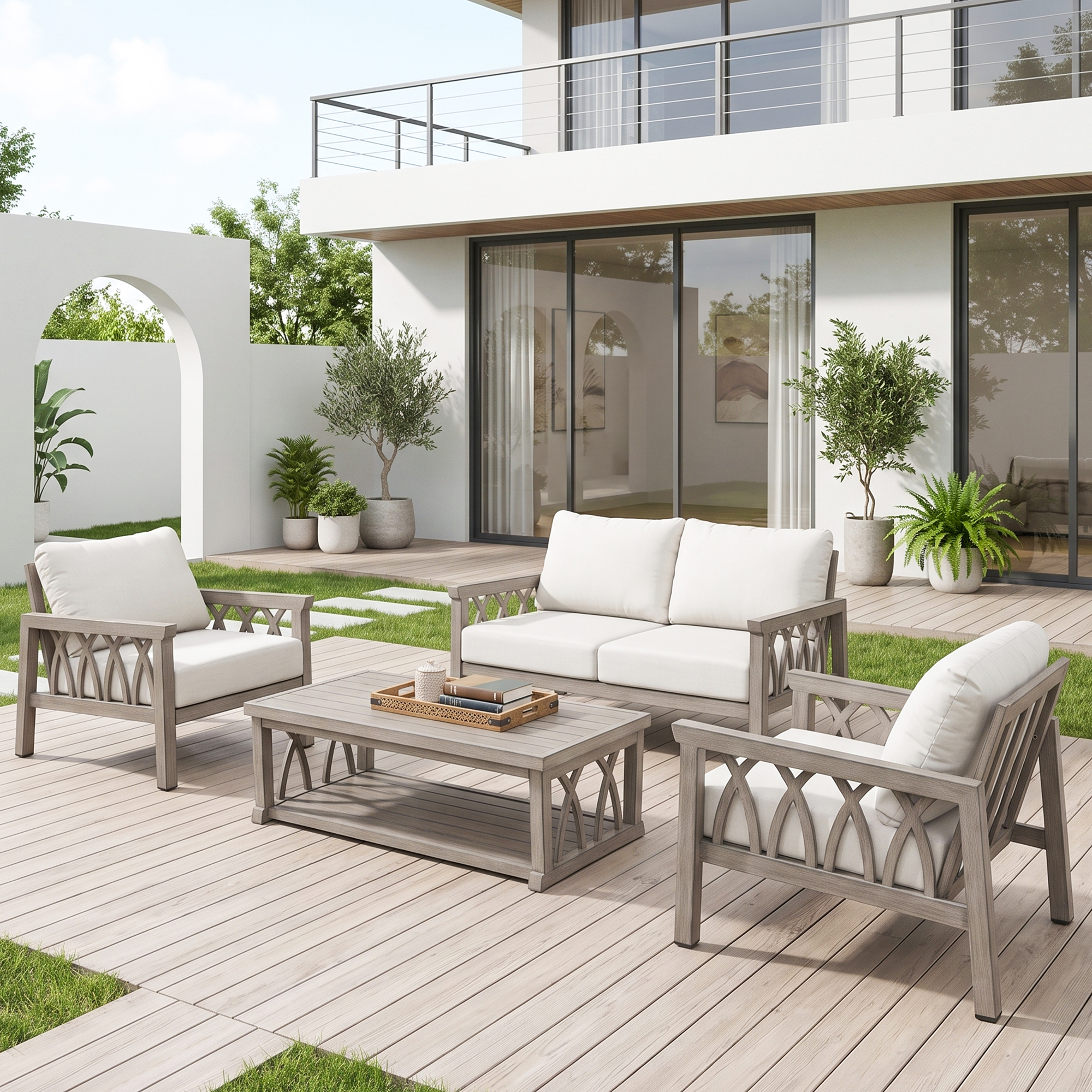 4-Piece Aluminum Outdoor Patio Conversation Set for 4 Person - DS097